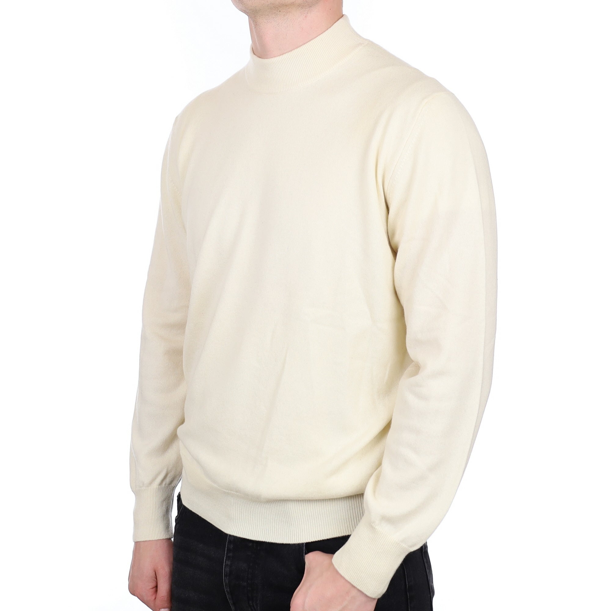 Men's Vanilla Cream Cashmere Turtle Neck Jumper XXL