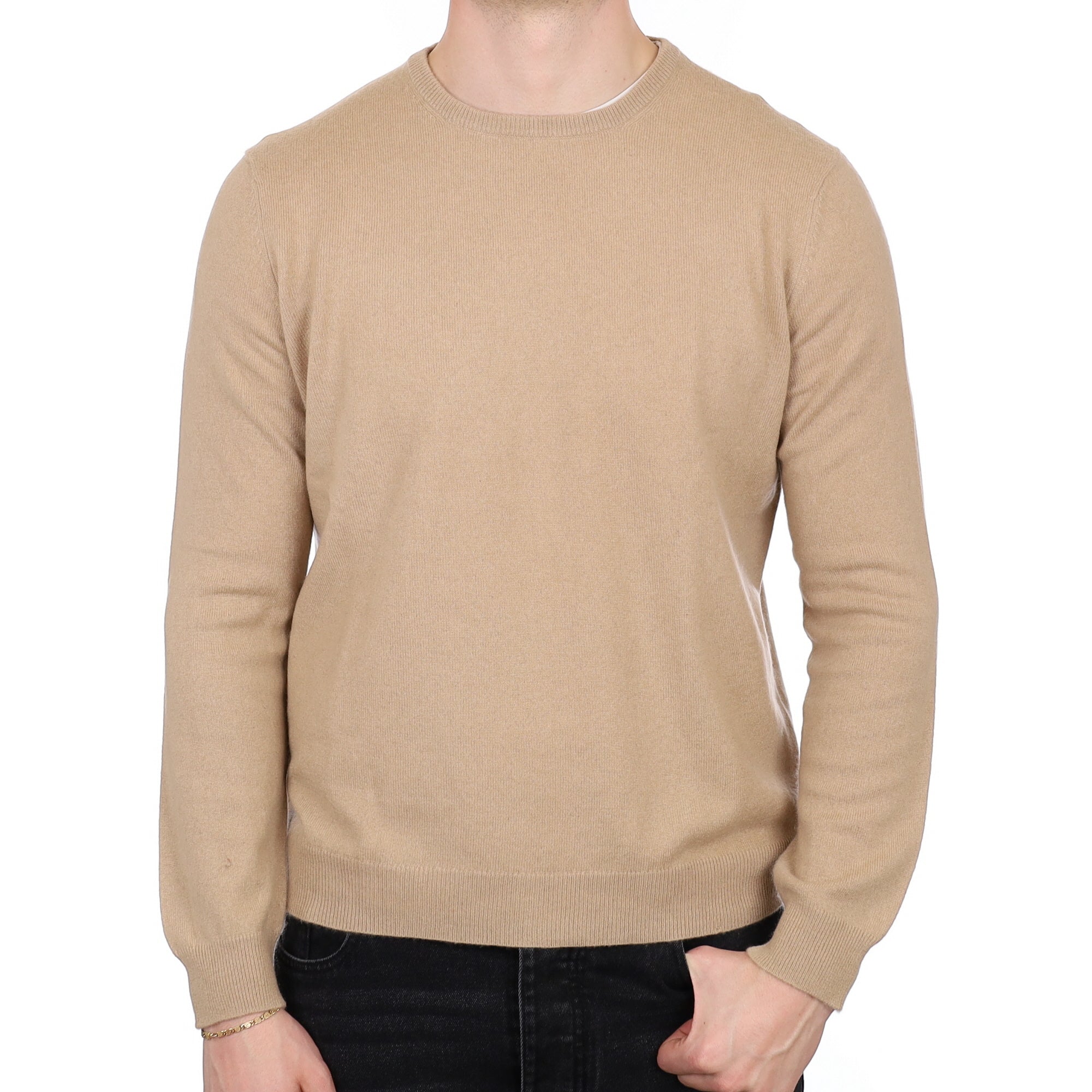 Men's Caramel Brown Cashmere Crew Neck Jumper XL