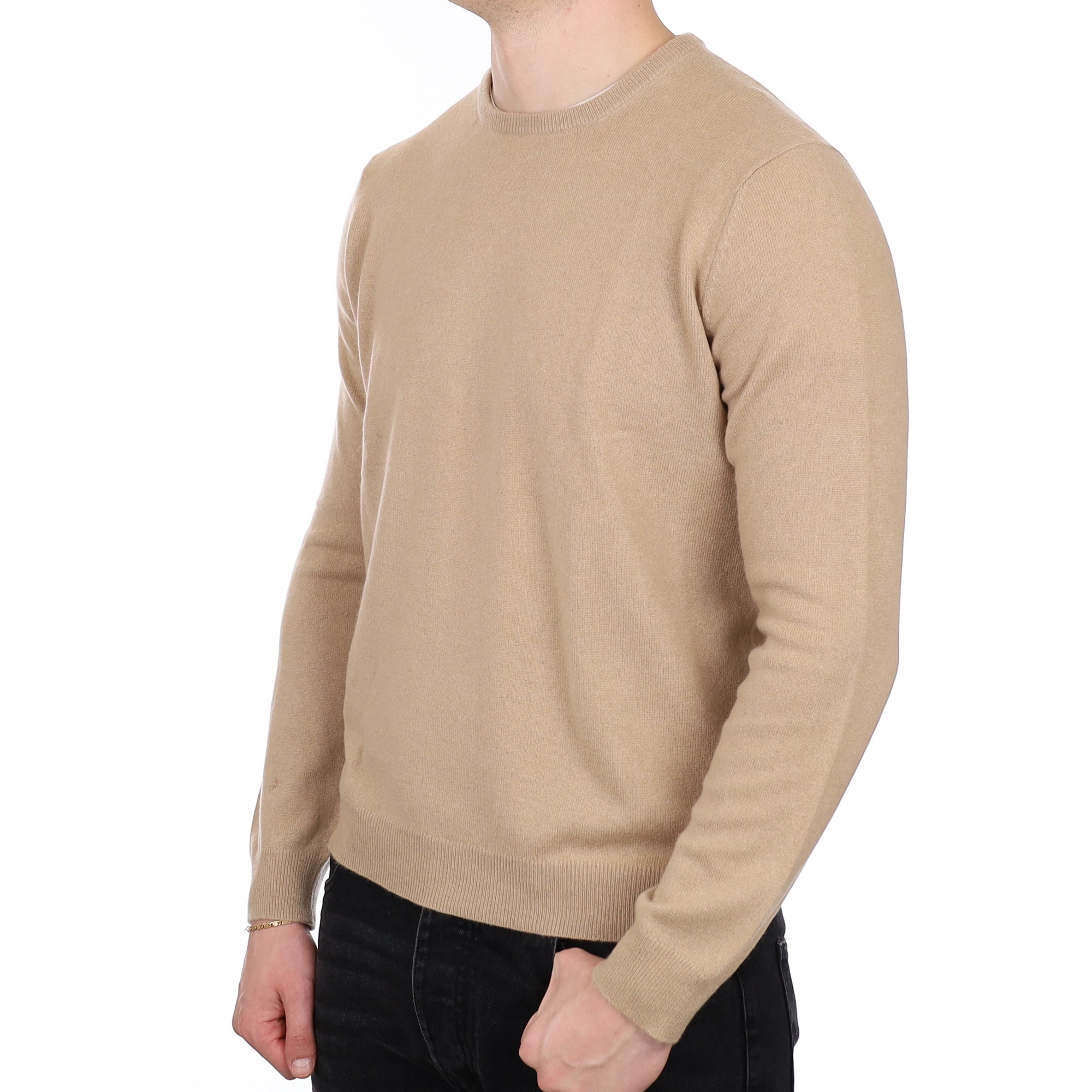 Men's Caramel Brown Cashmere Crew Neck Jumper XL