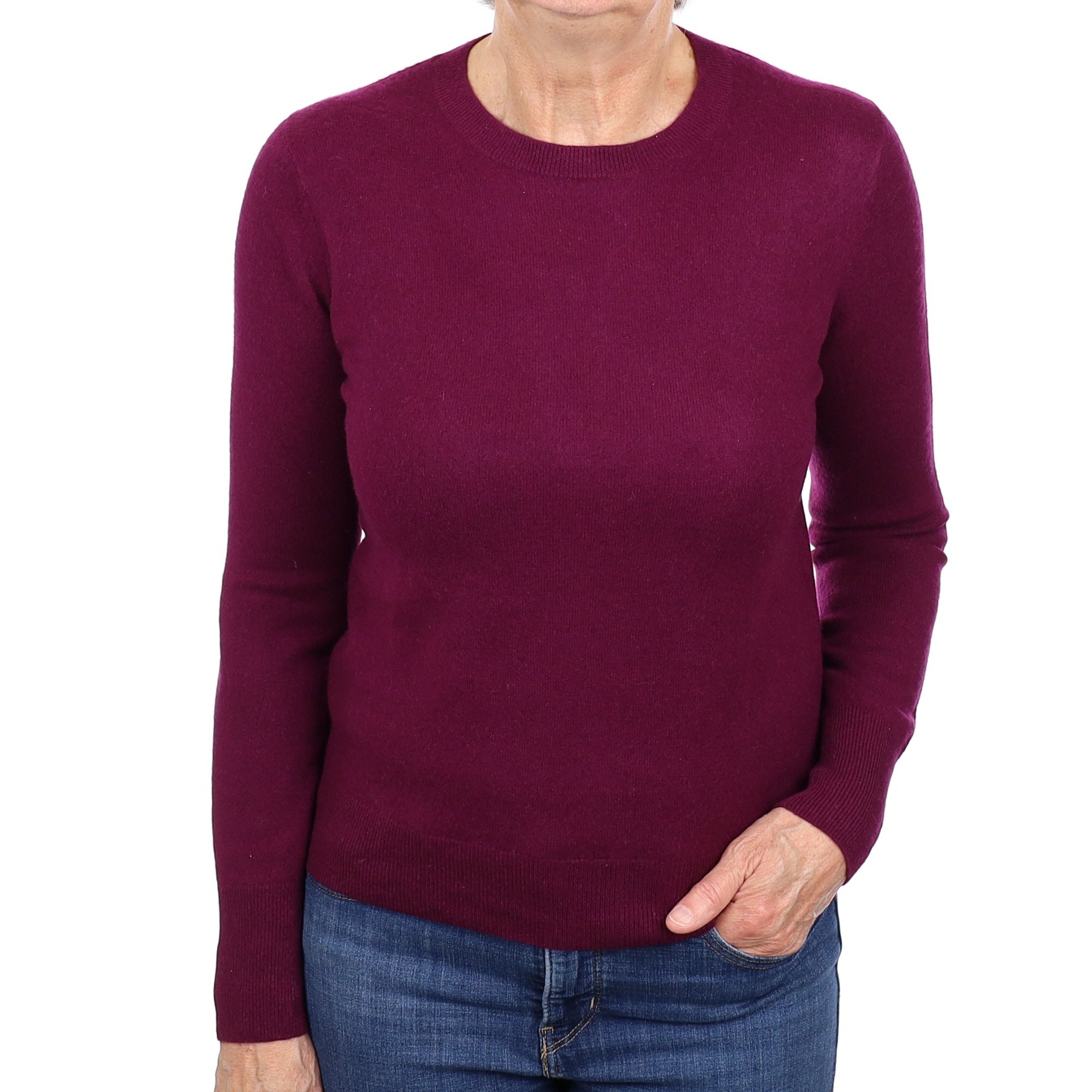 Mulberry Purple Cashmere Crew Neck Jumper Medium