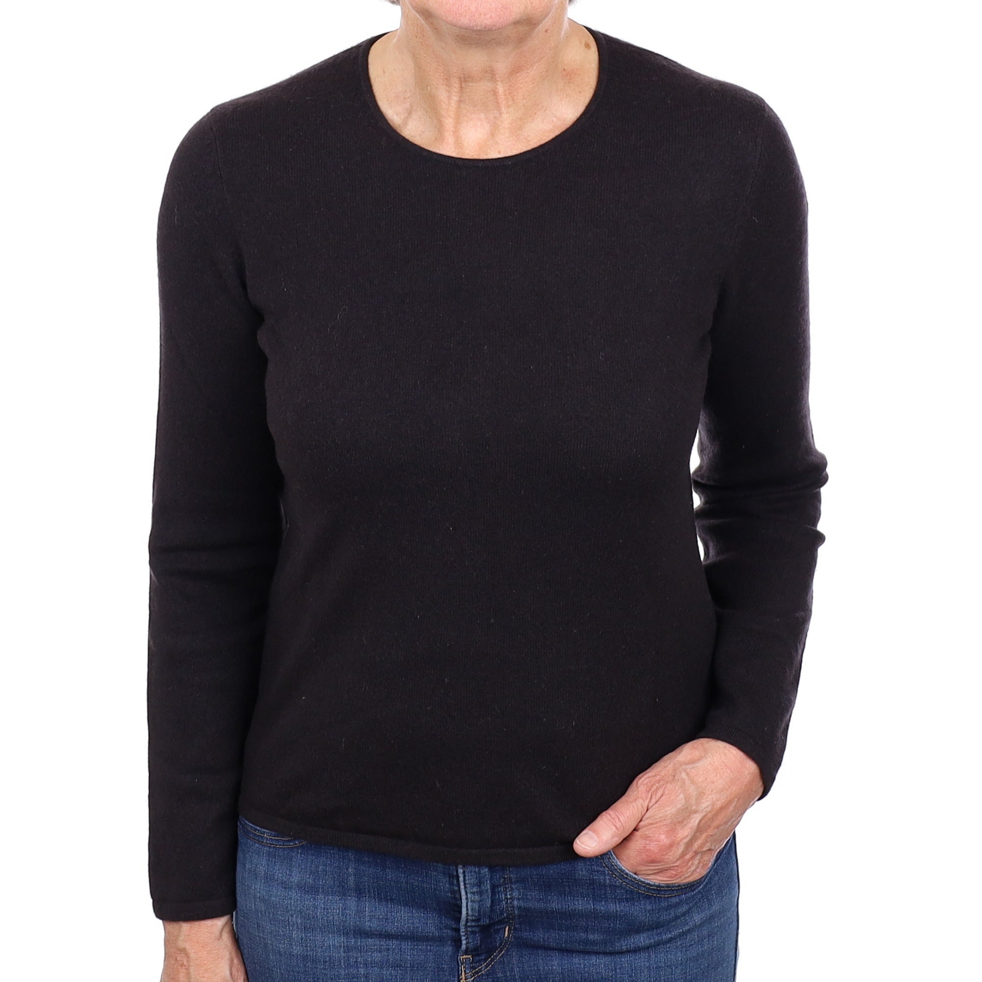Black Cashmere Crew Neck Jumper Medium