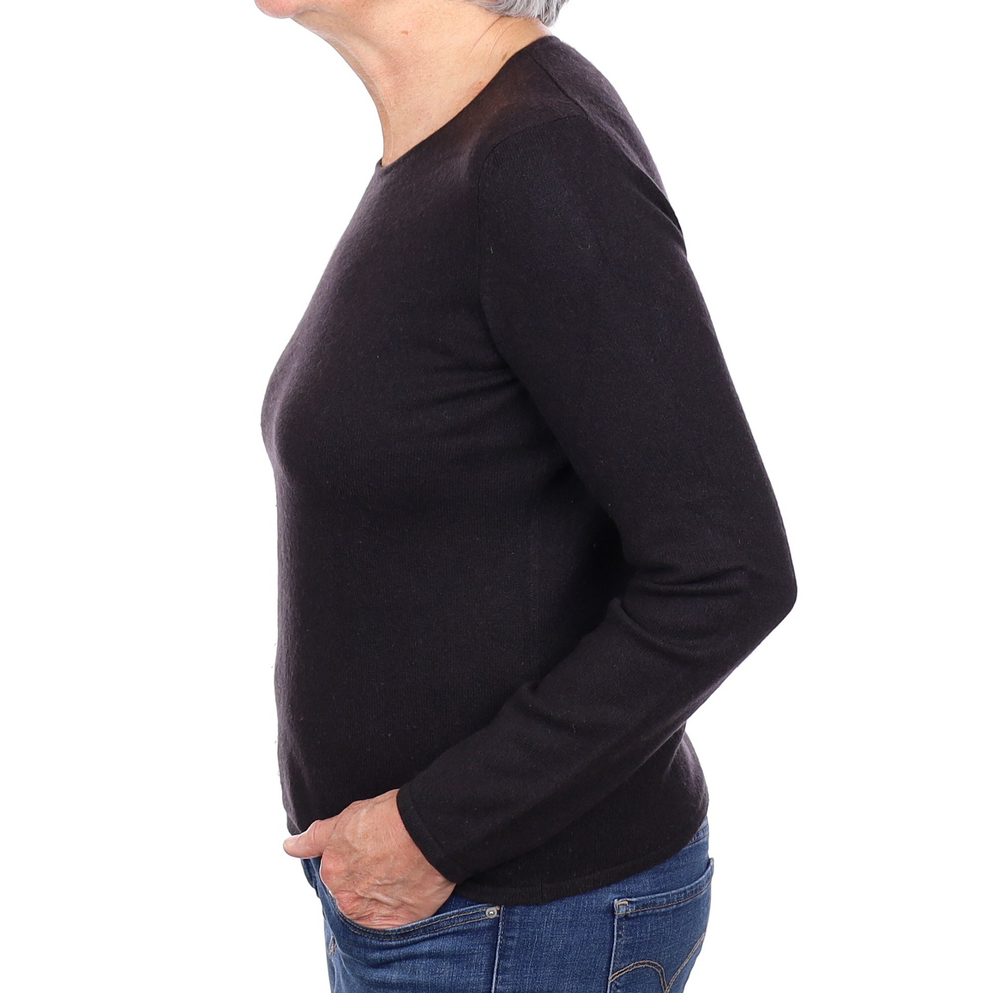 Black Cashmere Crew Neck Jumper Medium