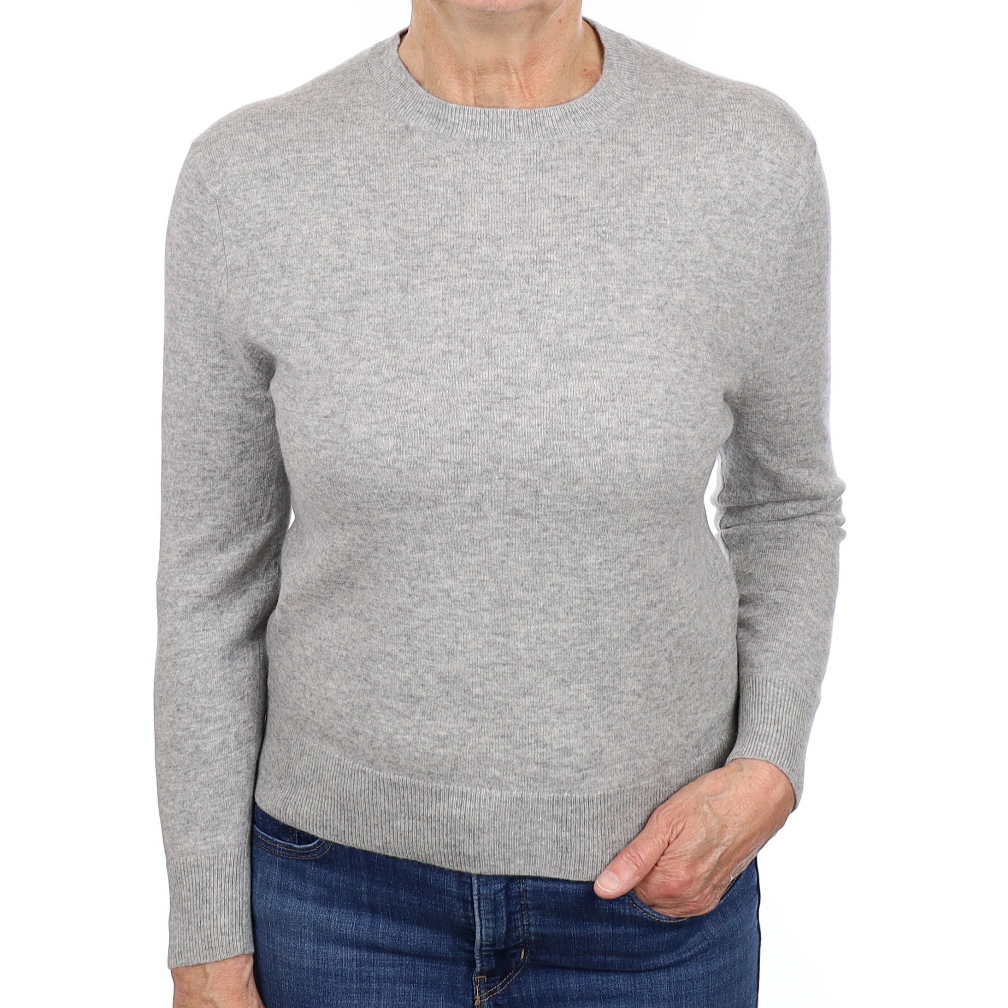 Smoke Grey Cashmere Crew Neck Jumper Medium