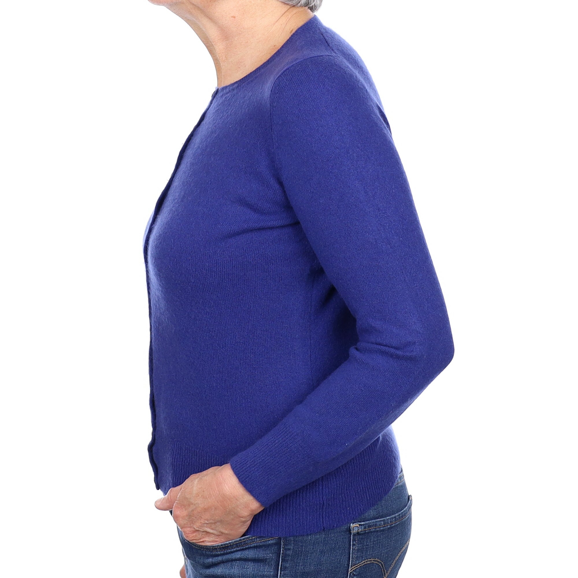 Admiral Blue Cashmere Crew Neck Cardigan Medium