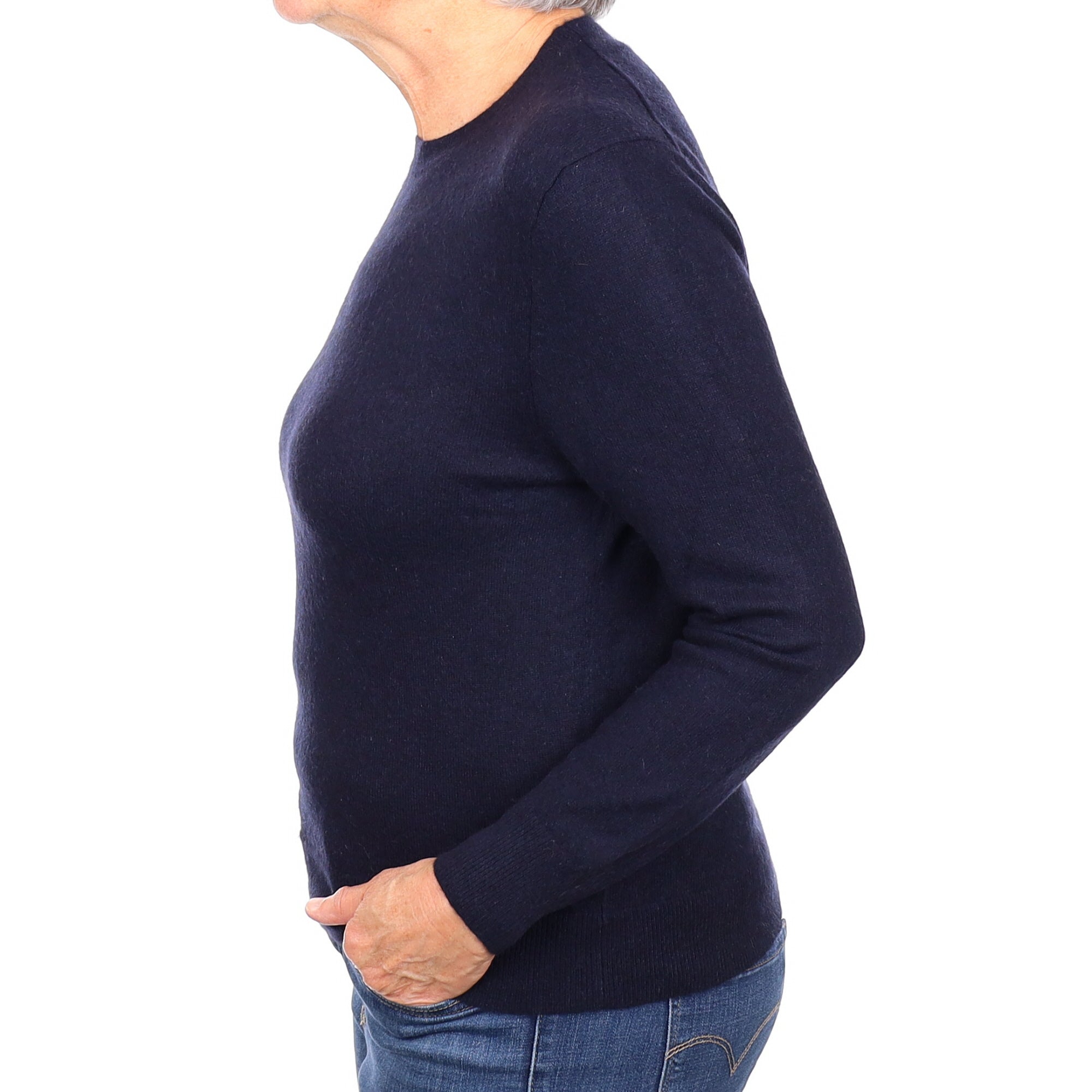 Dark Navy Cashmere Crew Neck Jumper Medium