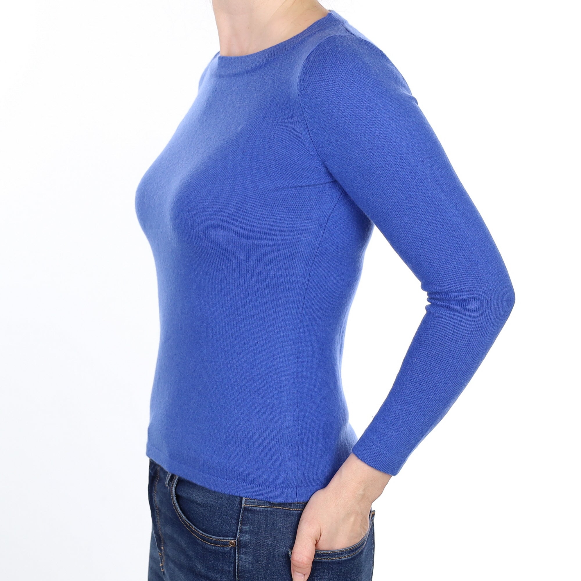 Azure Blue Cashmere Crew Neck Jumper Small