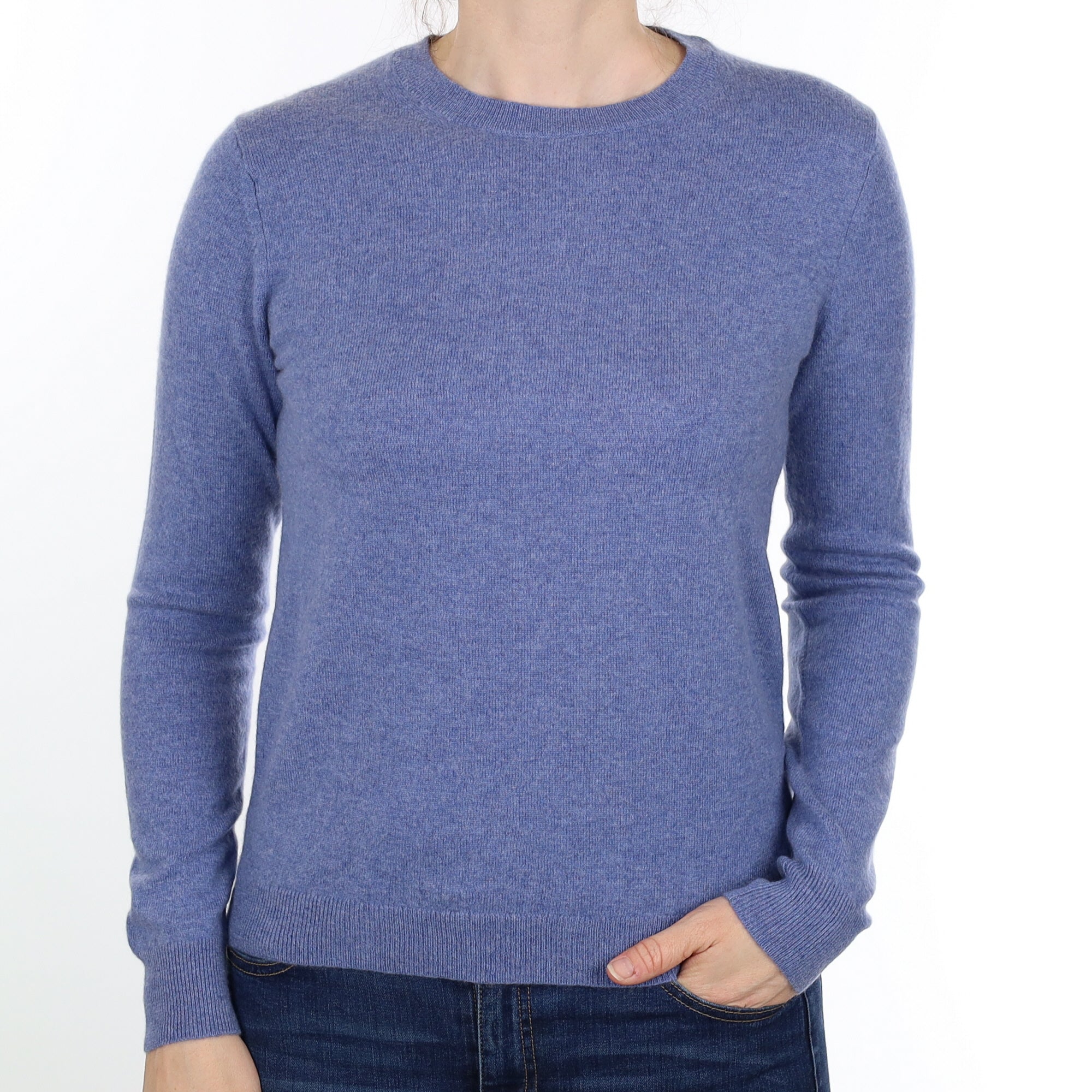 Denim Blue Cashmere Crew Neck Jumper Small