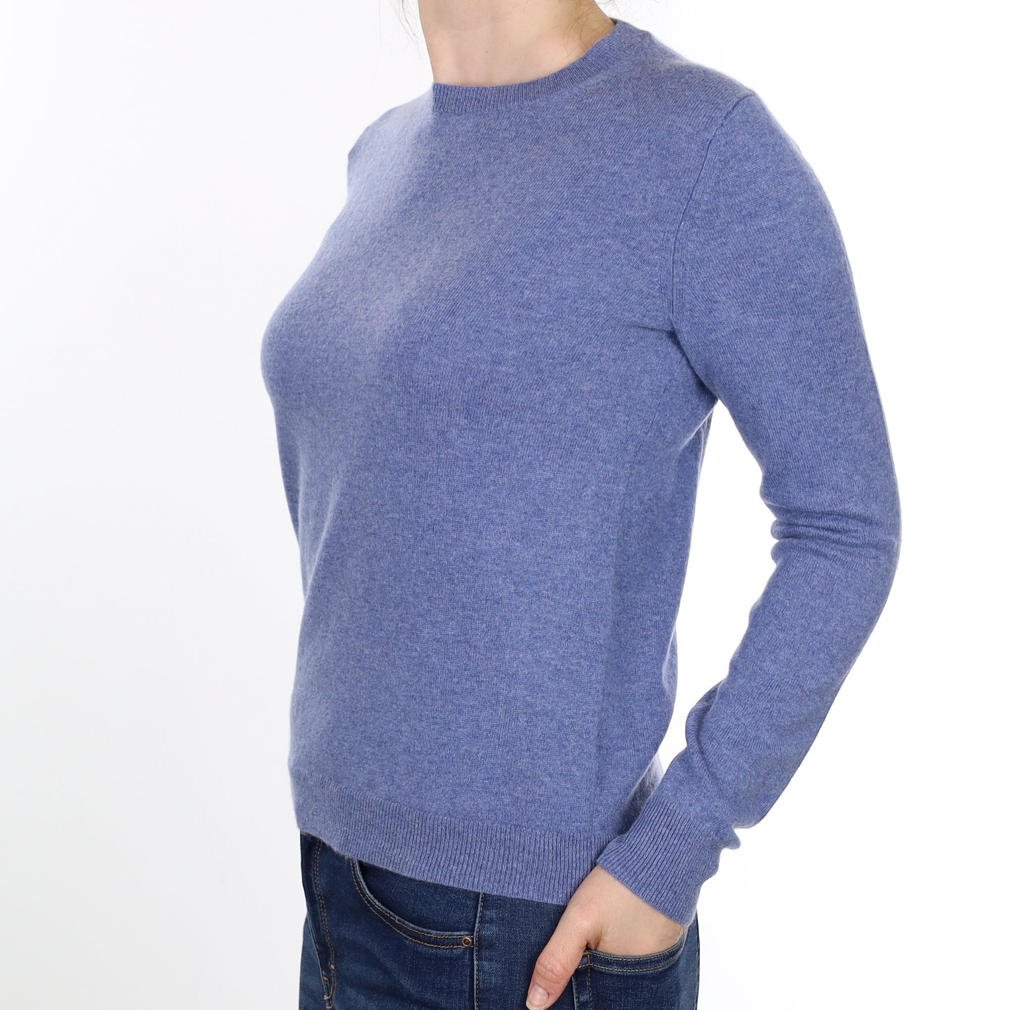 Denim Blue Cashmere Crew Neck Jumper Small