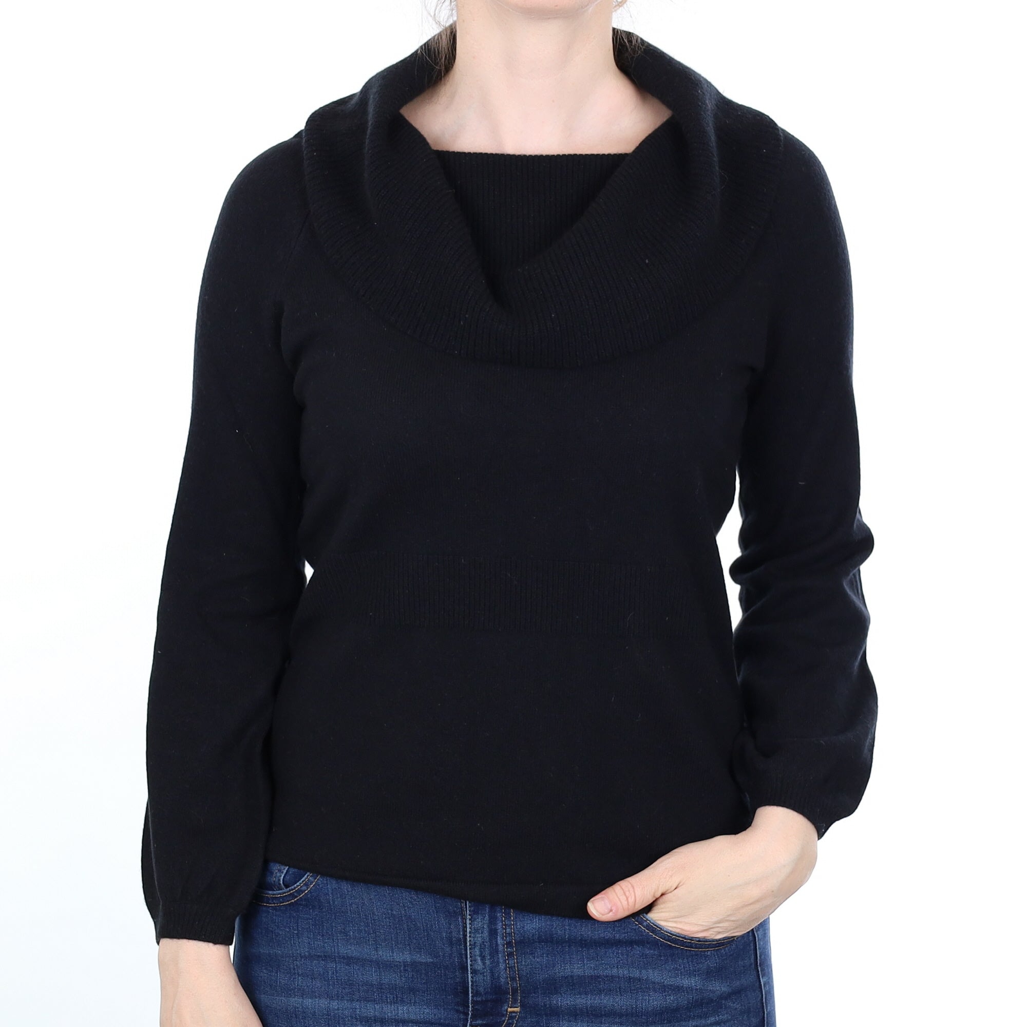 Black Cashmere Cowl Neck Jumper Small