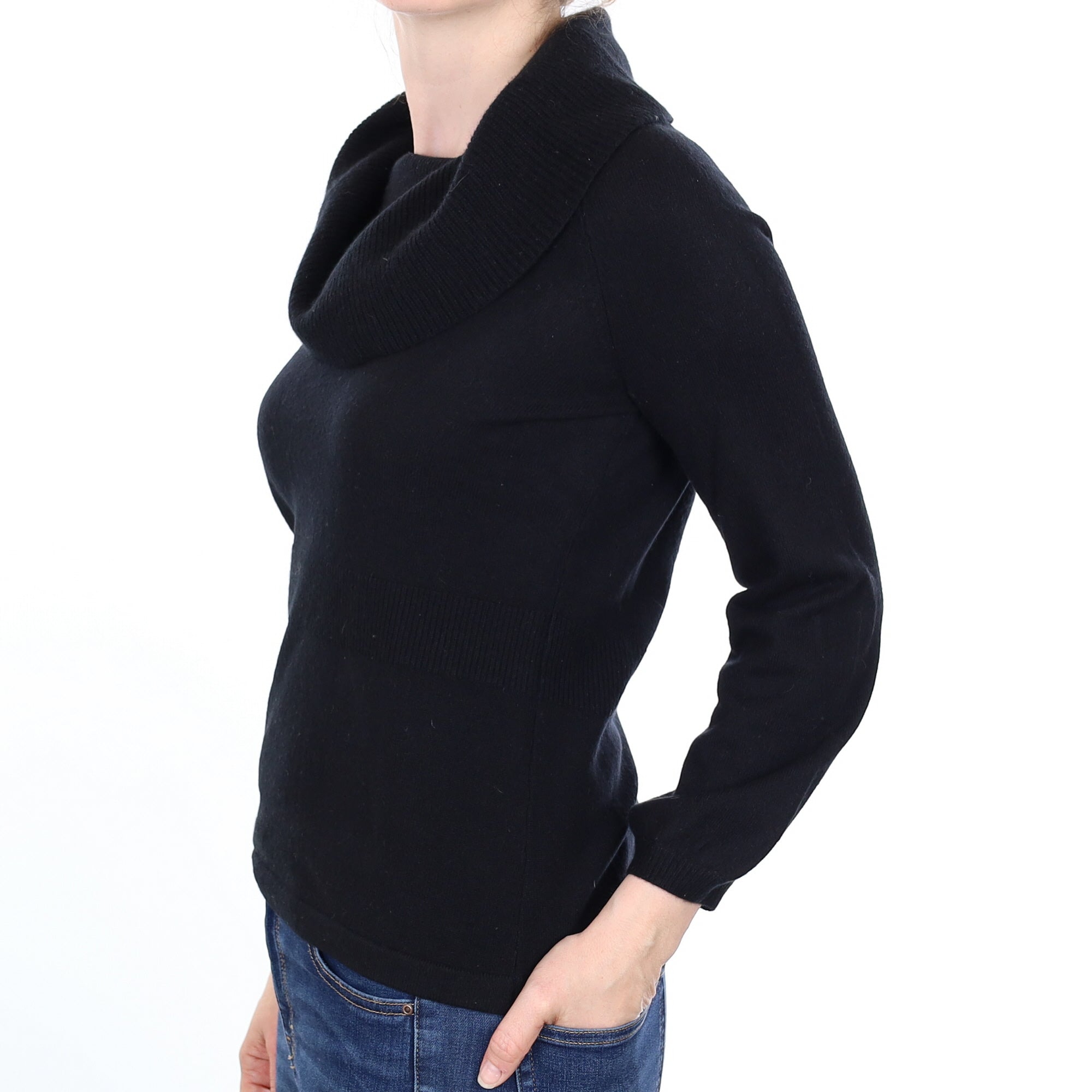 Black Cashmere Cowl Neck Jumper Small