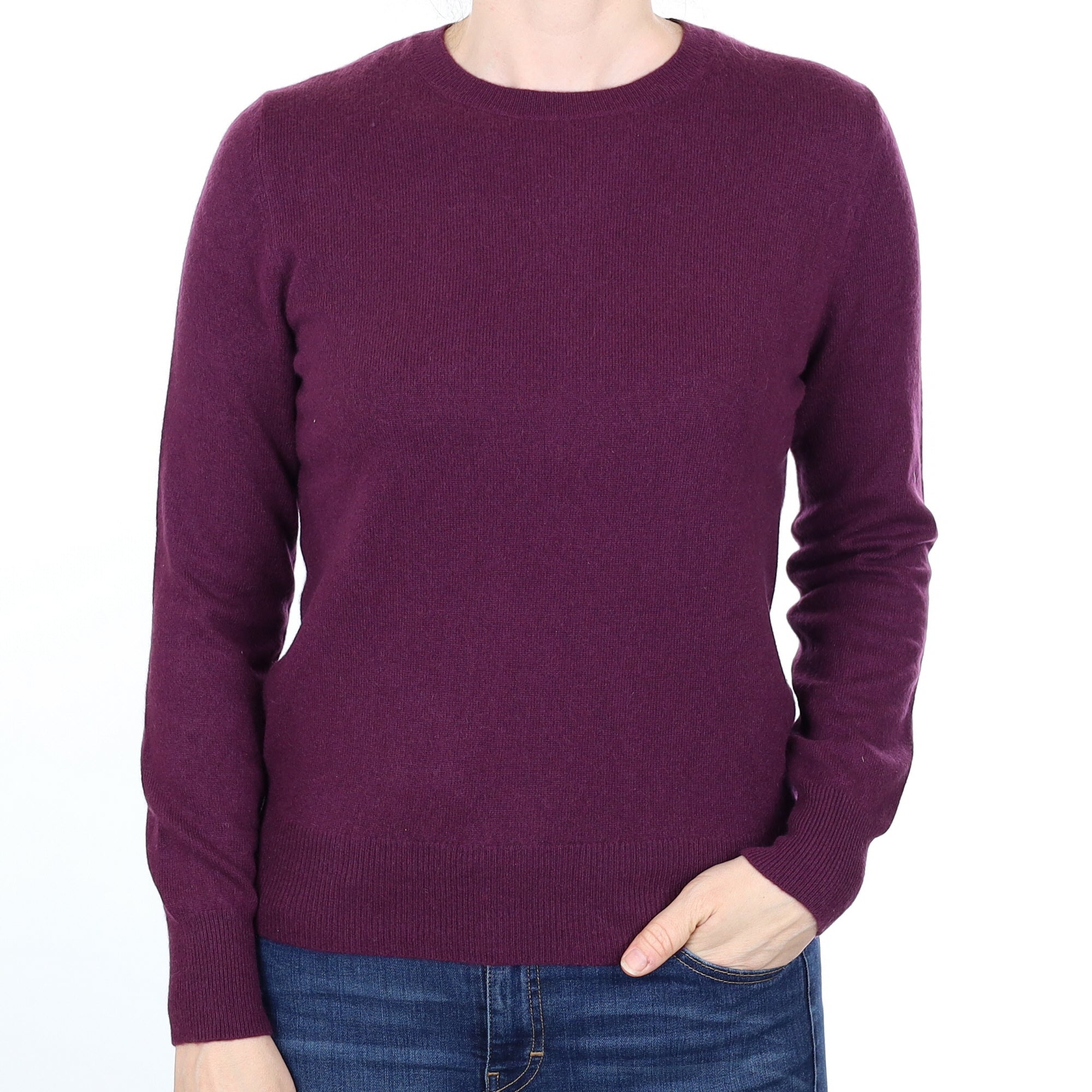 Plum Purple Cashmere Crew Neck Jumper Small