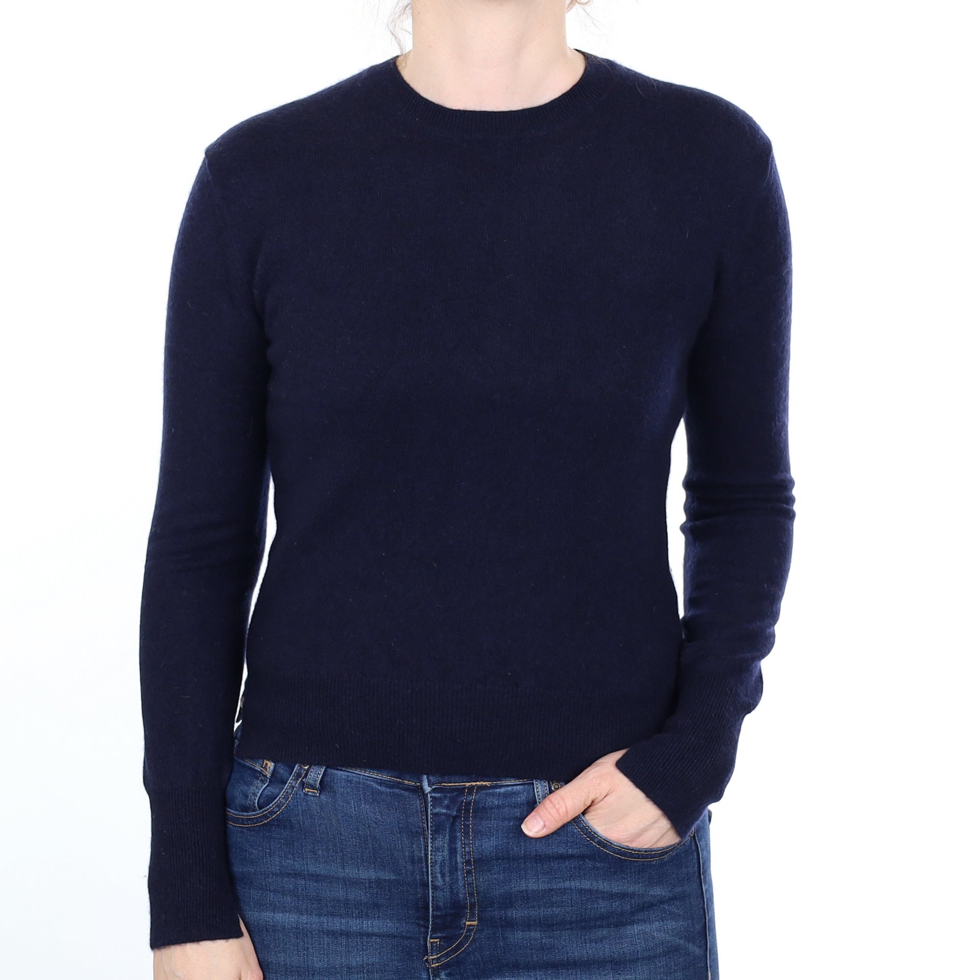 Navy Blue Cashmere Crew Neck Jumper Small