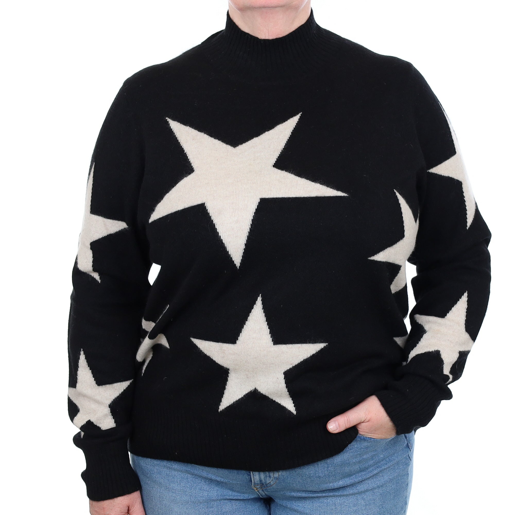 Black Star Cashmere Turtle Neck Jumper Extra Large
