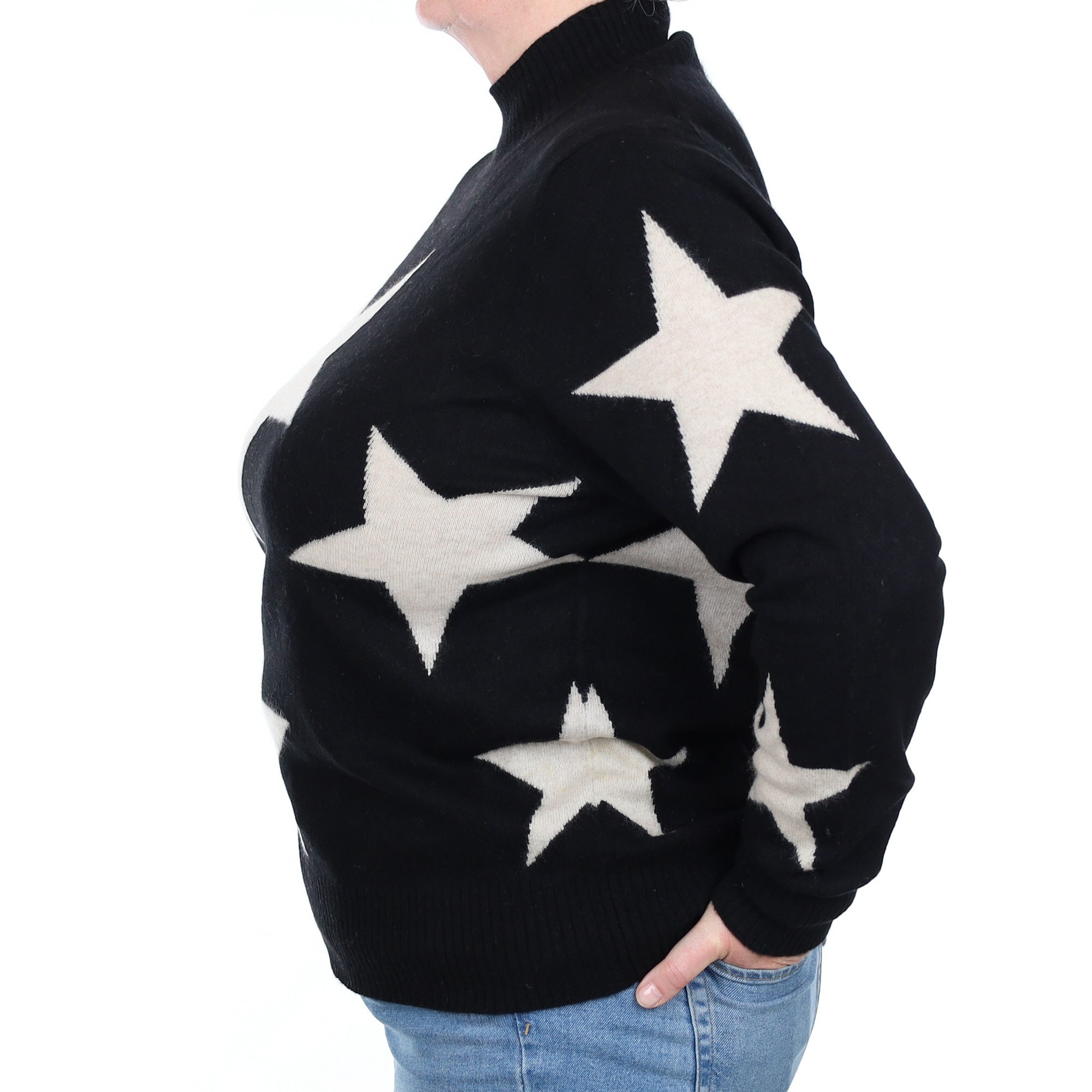 Black Star Cashmere Turtle Neck Jumper Extra Large
