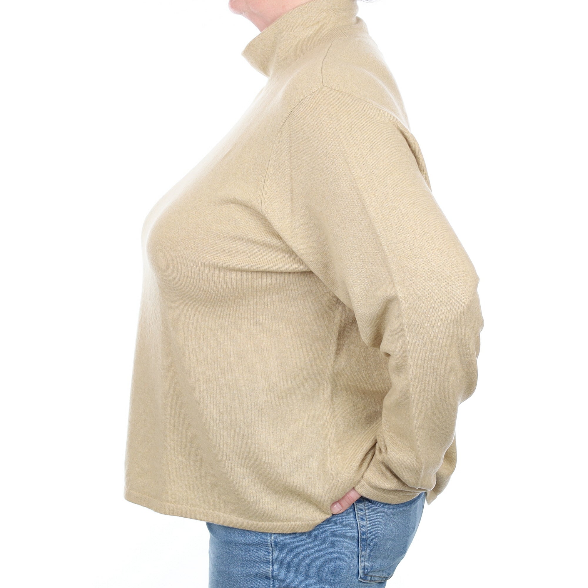 Sand Beige Cashmere Turtle Neck Jumper 3 Extra Large