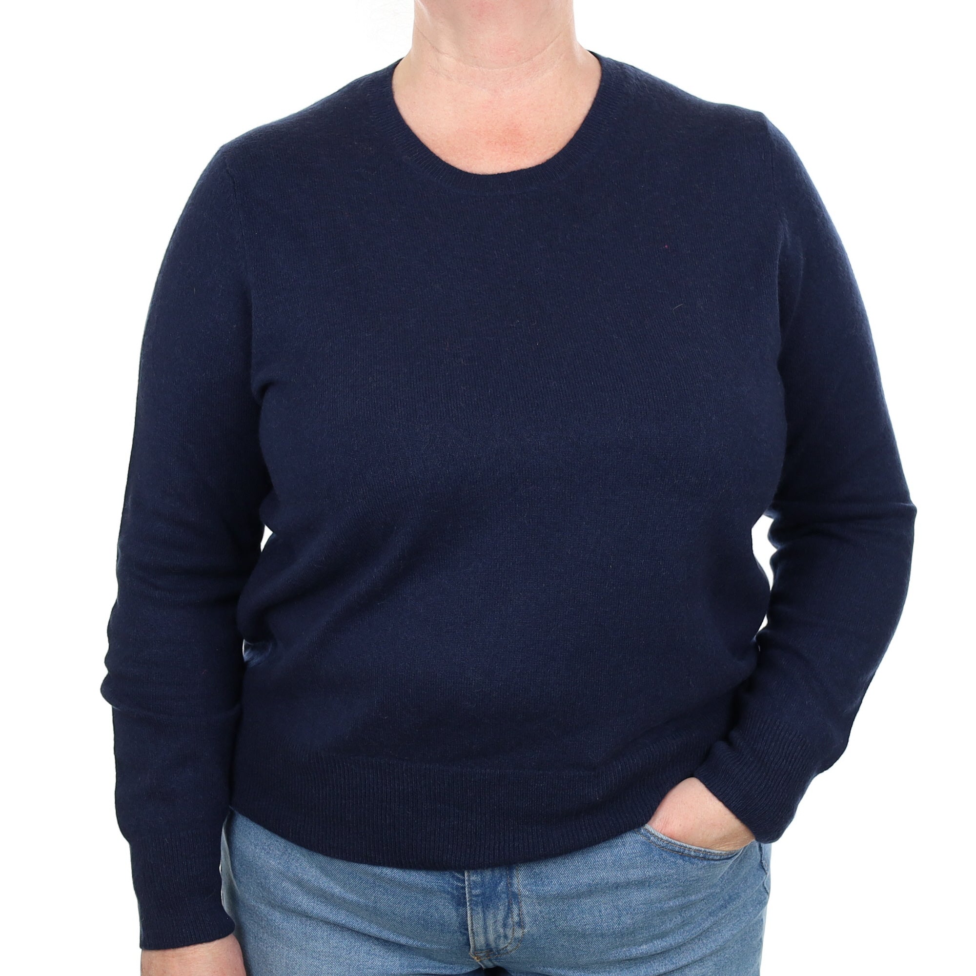 Navy Blue Cashmere Crew Neck Jumper Extra Large