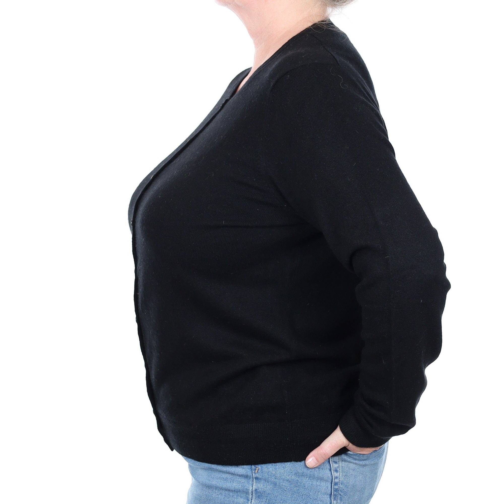 Black Cashmere Crew Neck Cardigan Extra Extra Large