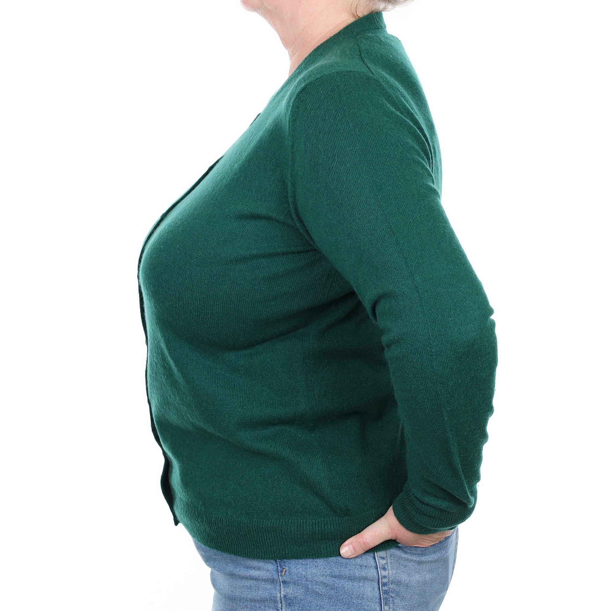Emerald Green Cashmere Crew Neck Cardigan Extra Large