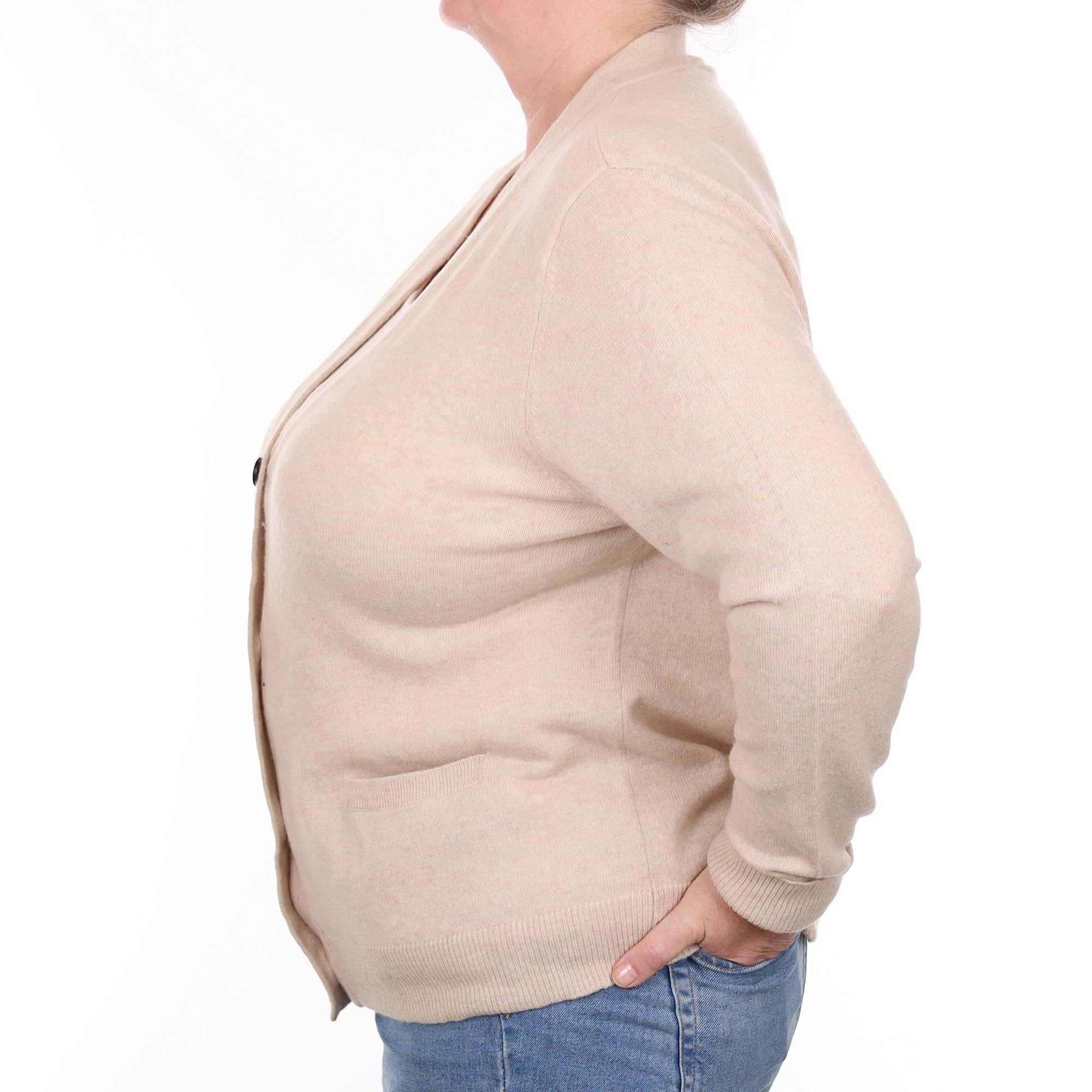 Oatmeal Cashmere V Neck Cardigan Extra Extra Large