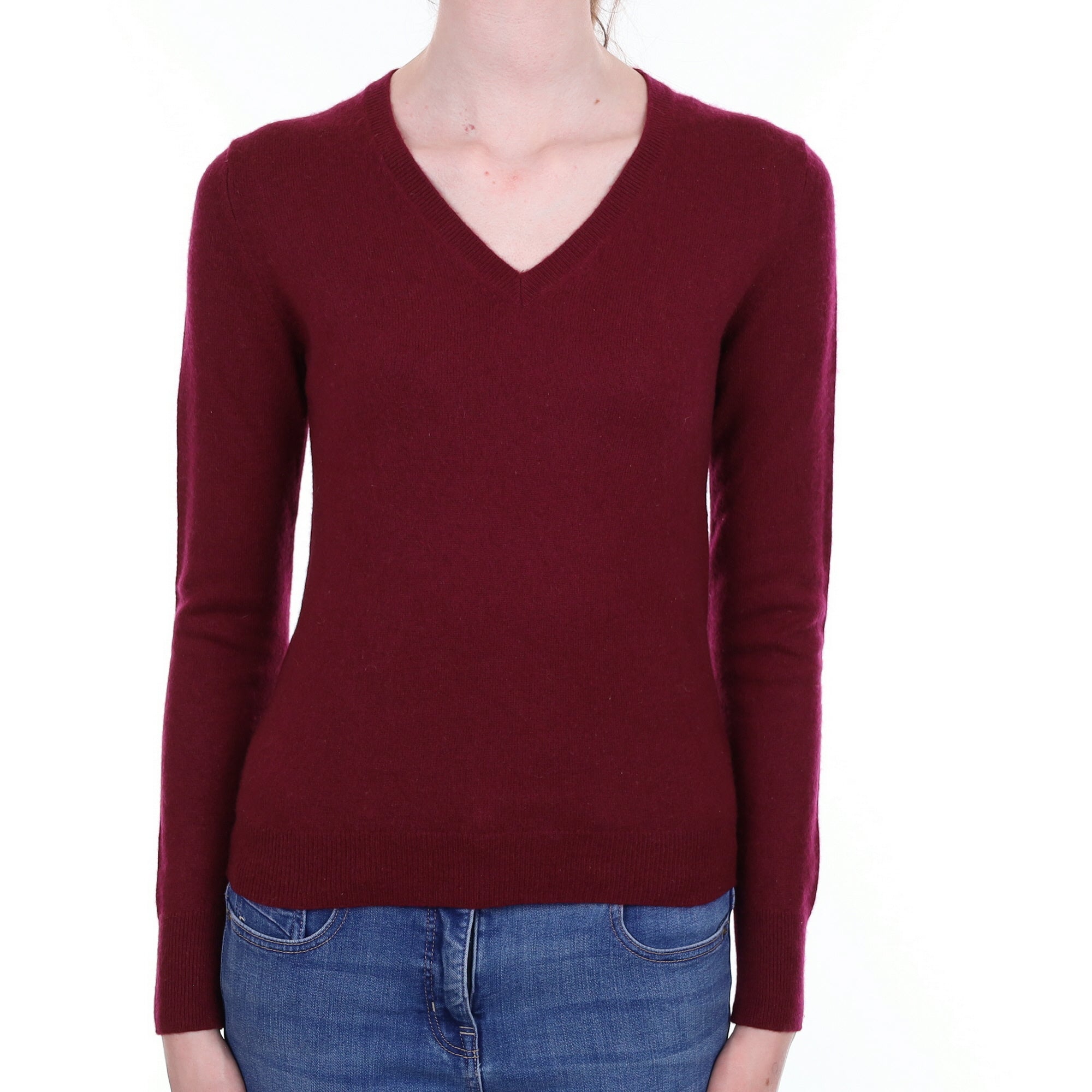 Mulberry Purple Cashmere V Neck Jumper Extra Small