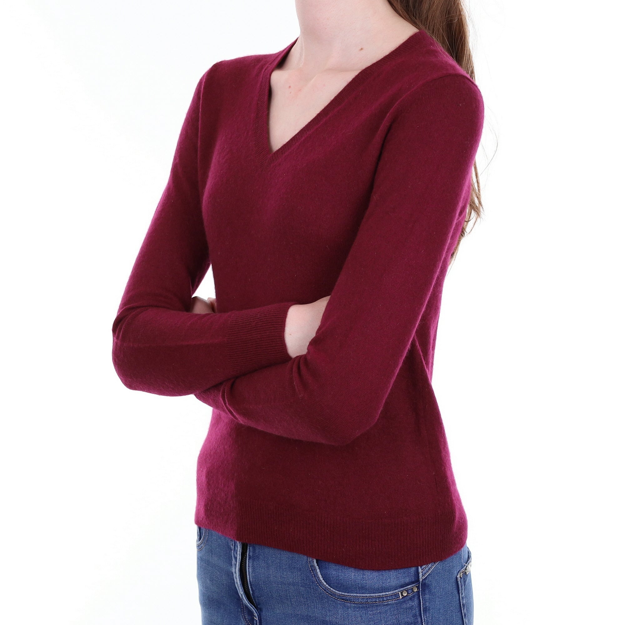 Mulberry Purple Cashmere V Neck Jumper Extra Small