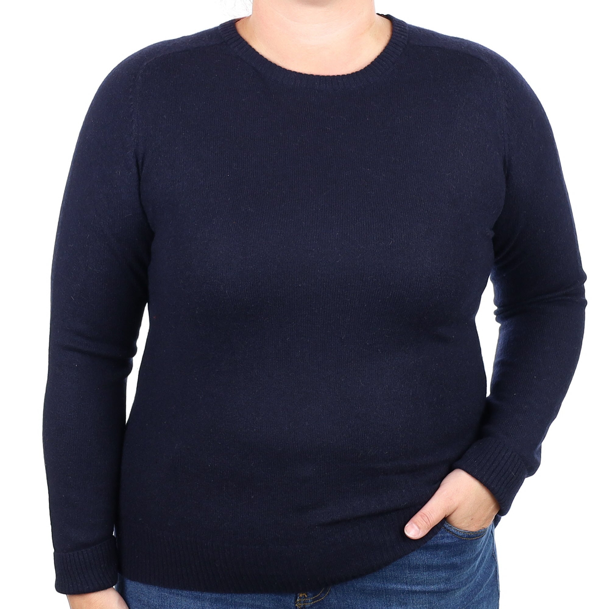 Navy Cashmere Crew Neck Jumper Large
