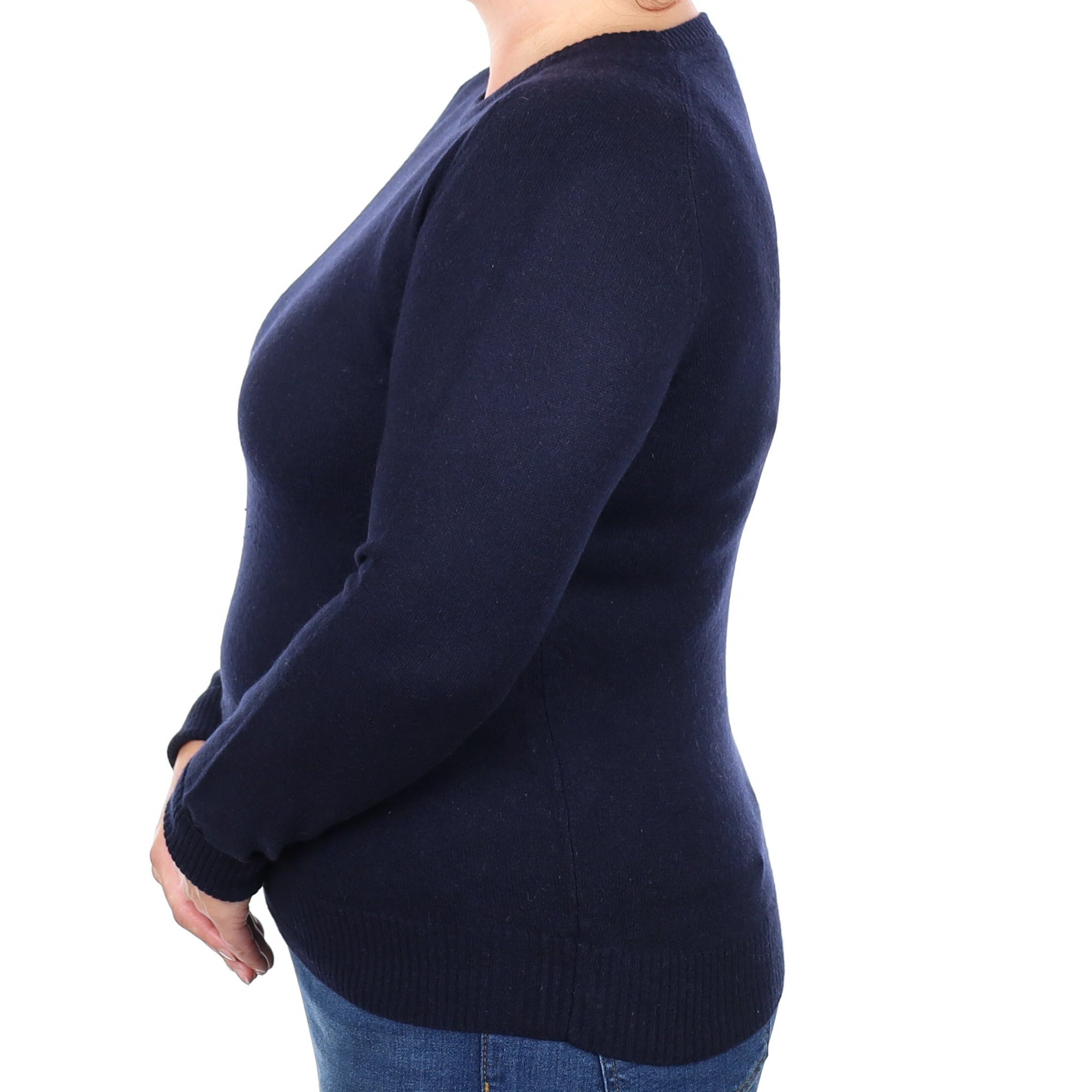 Navy Cashmere Crew Neck Jumper Large