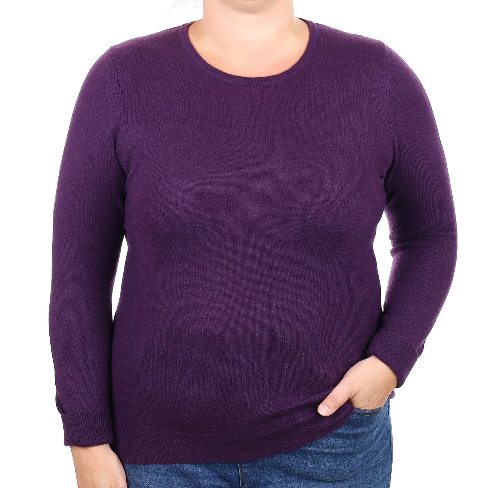 Blueberry Purple Cashmere Crew Neck Jumper Large