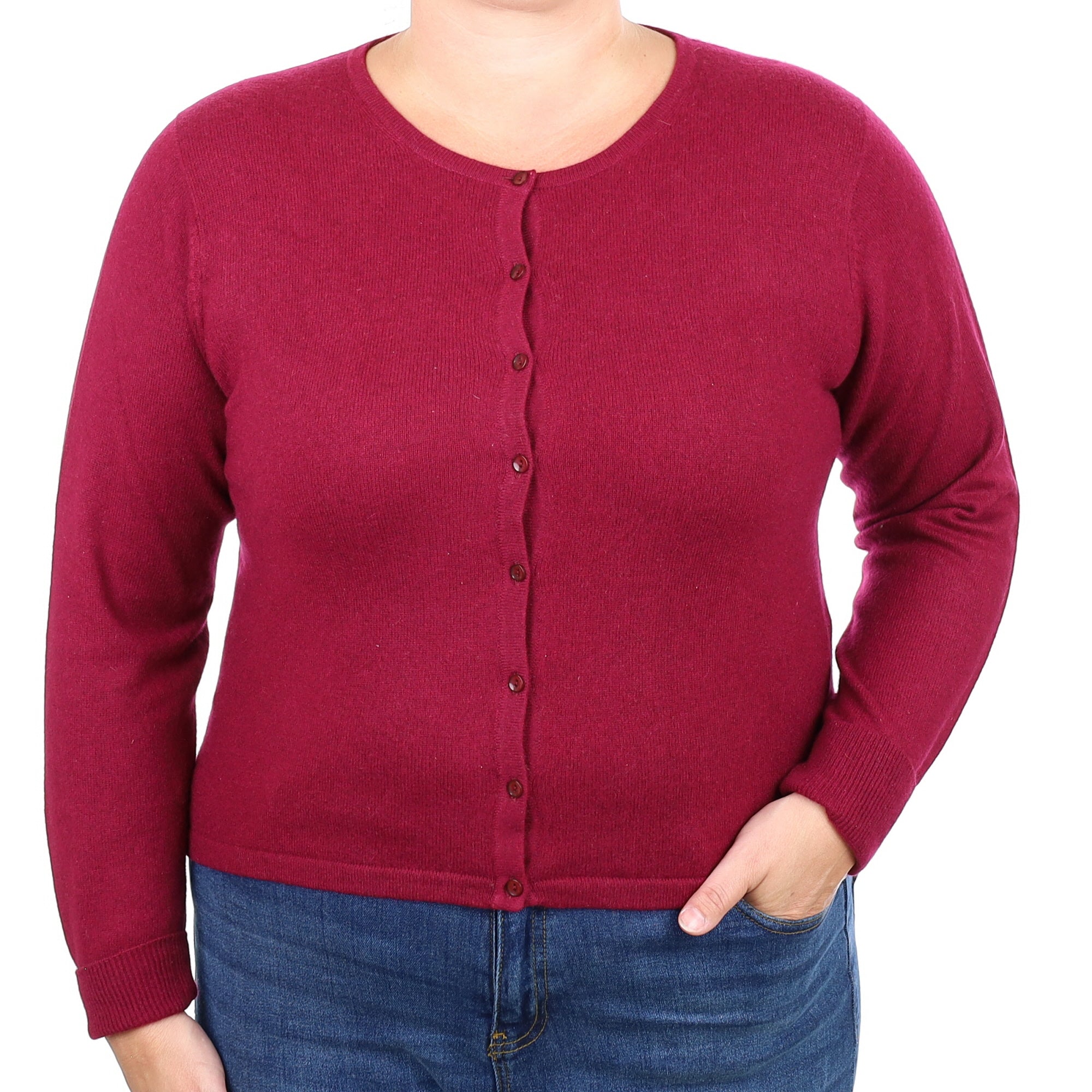 Mulberry Purple Cashmere Crew Neck Cardigan Large