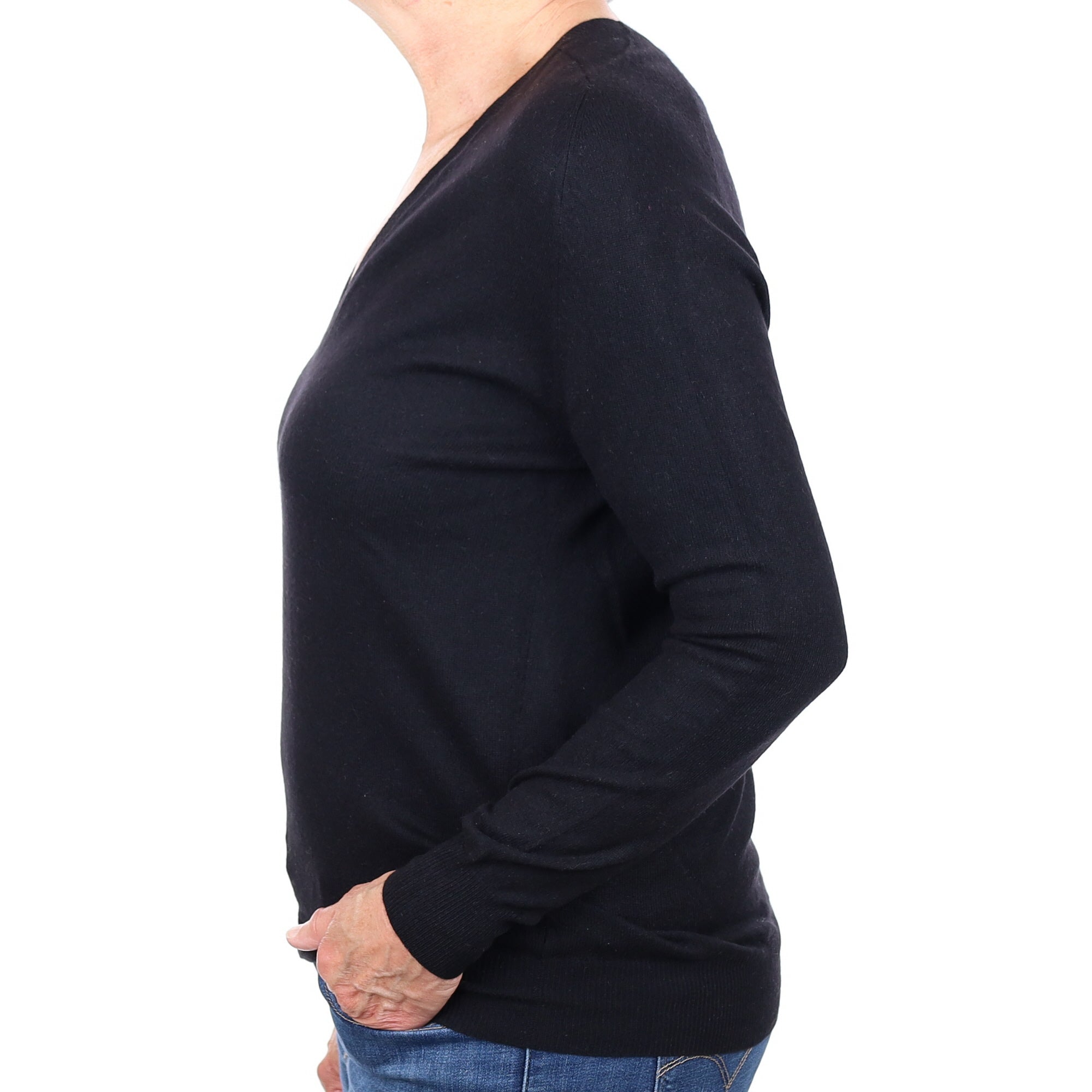 Theory Black Cashmere V Neck Jumper Medium