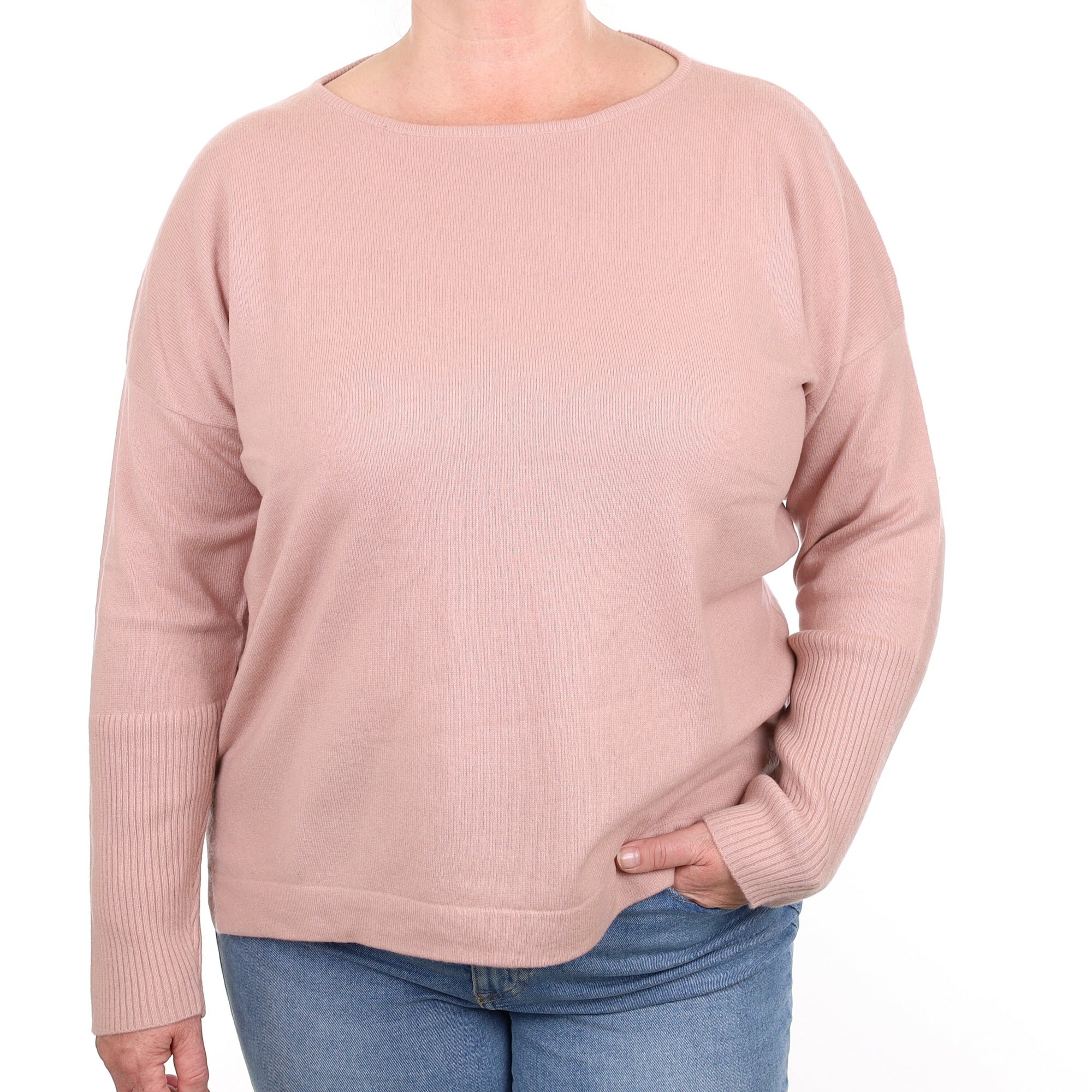 Jaeger Dusky Pink Cashmere Boat Neck Jumper Extra Large