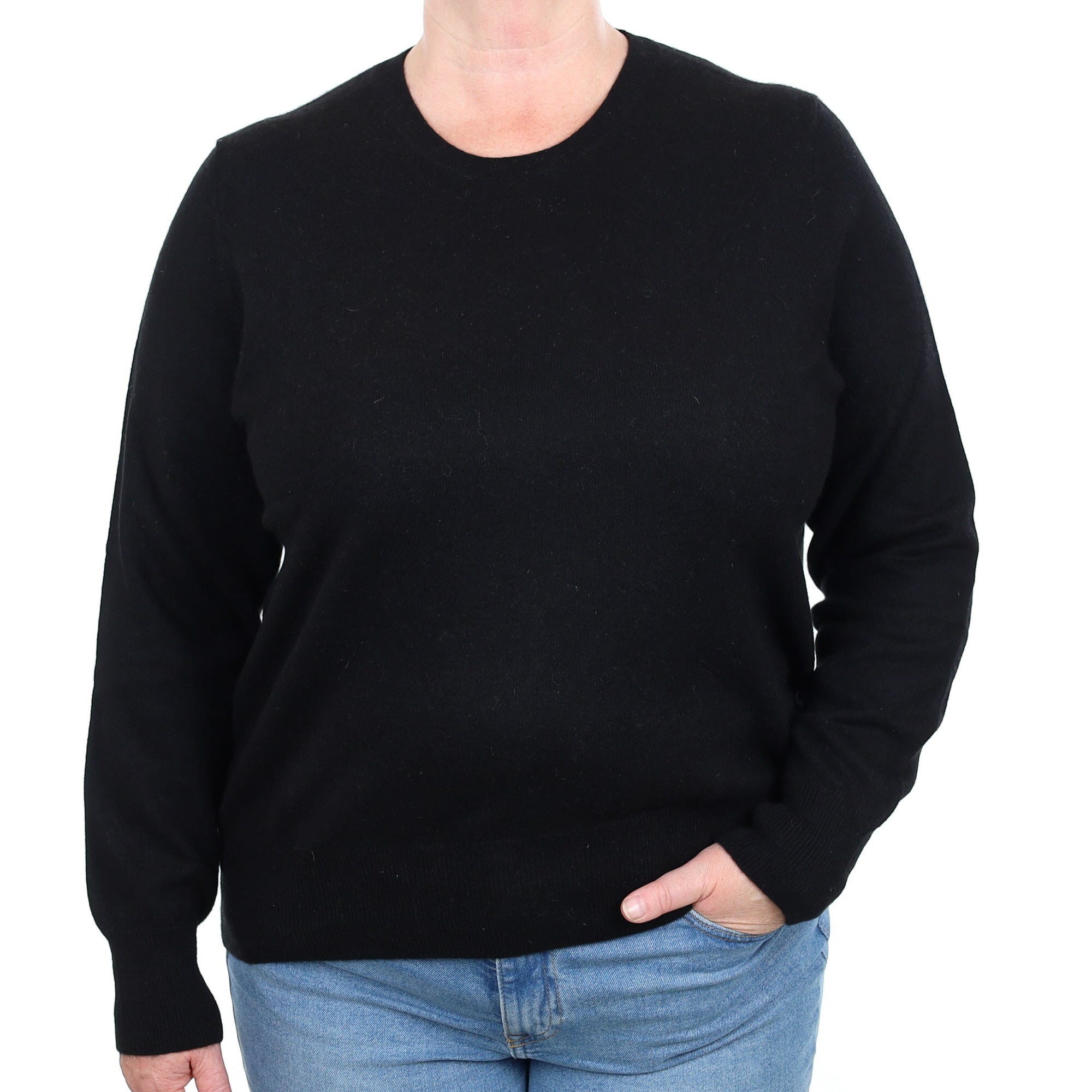 Black Cashmere Crew Neck Jumper Extra Large