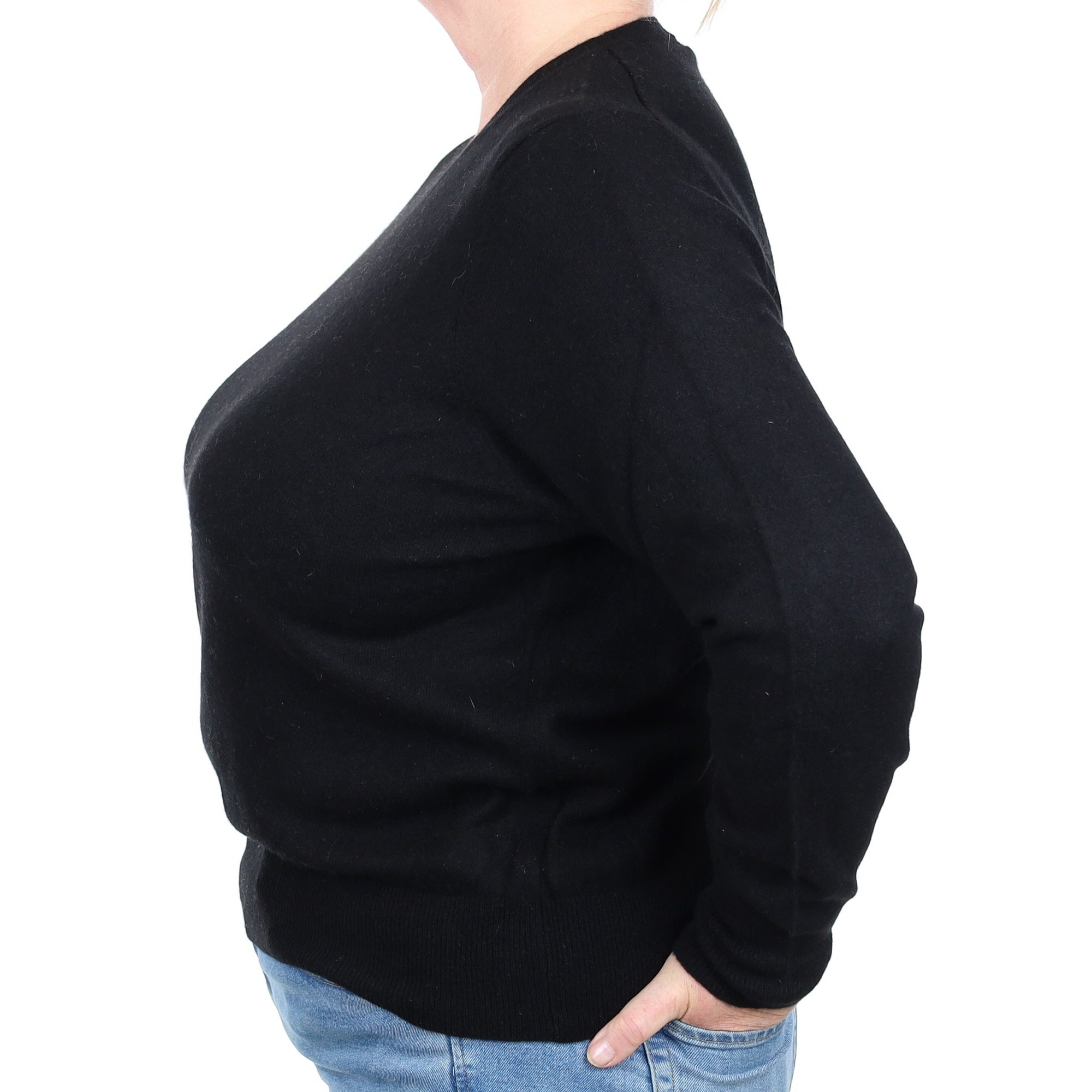 Black Cashmere Crew Neck Jumper Extra Large