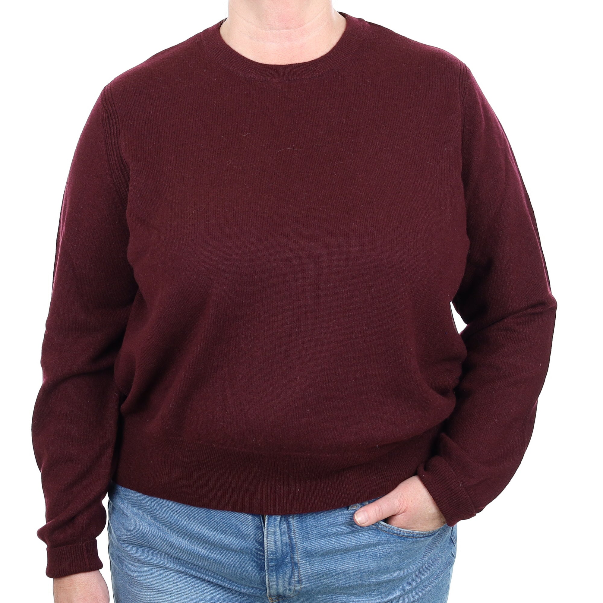 Aubergine Purple Cashmere Crew Neck Jumper Extra Large