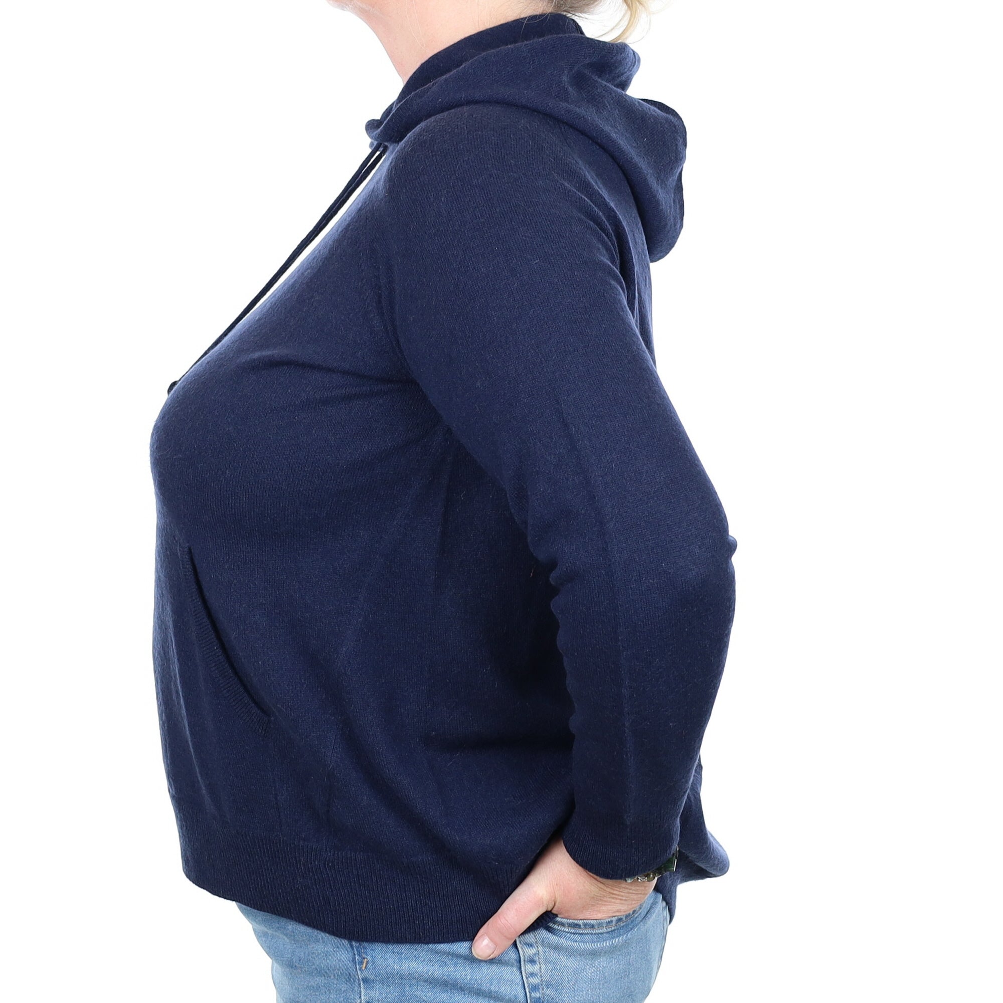 Navy Blue Cashmere Hoodie Extra Large