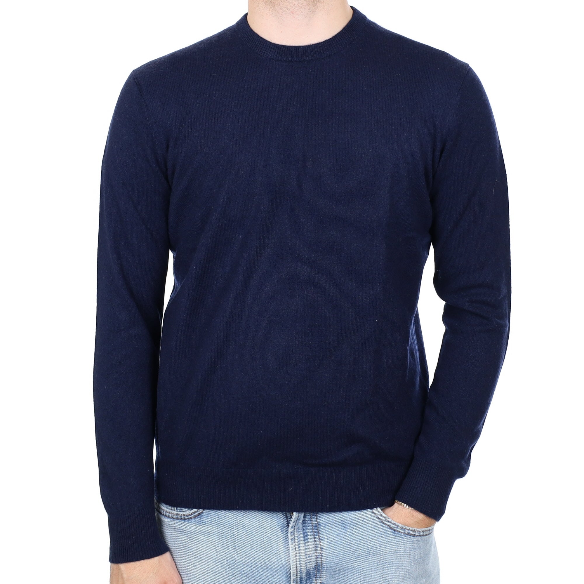 Men's Navy Cashmere Crew Neck Jumper Medium