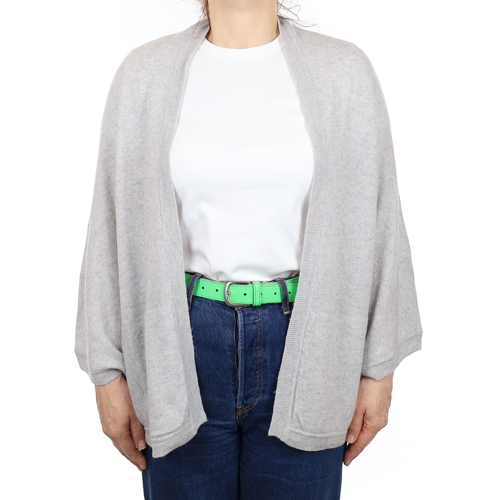 Mist Grey Cashmere Slouchy Batwing Cardigan with Pockets Medium