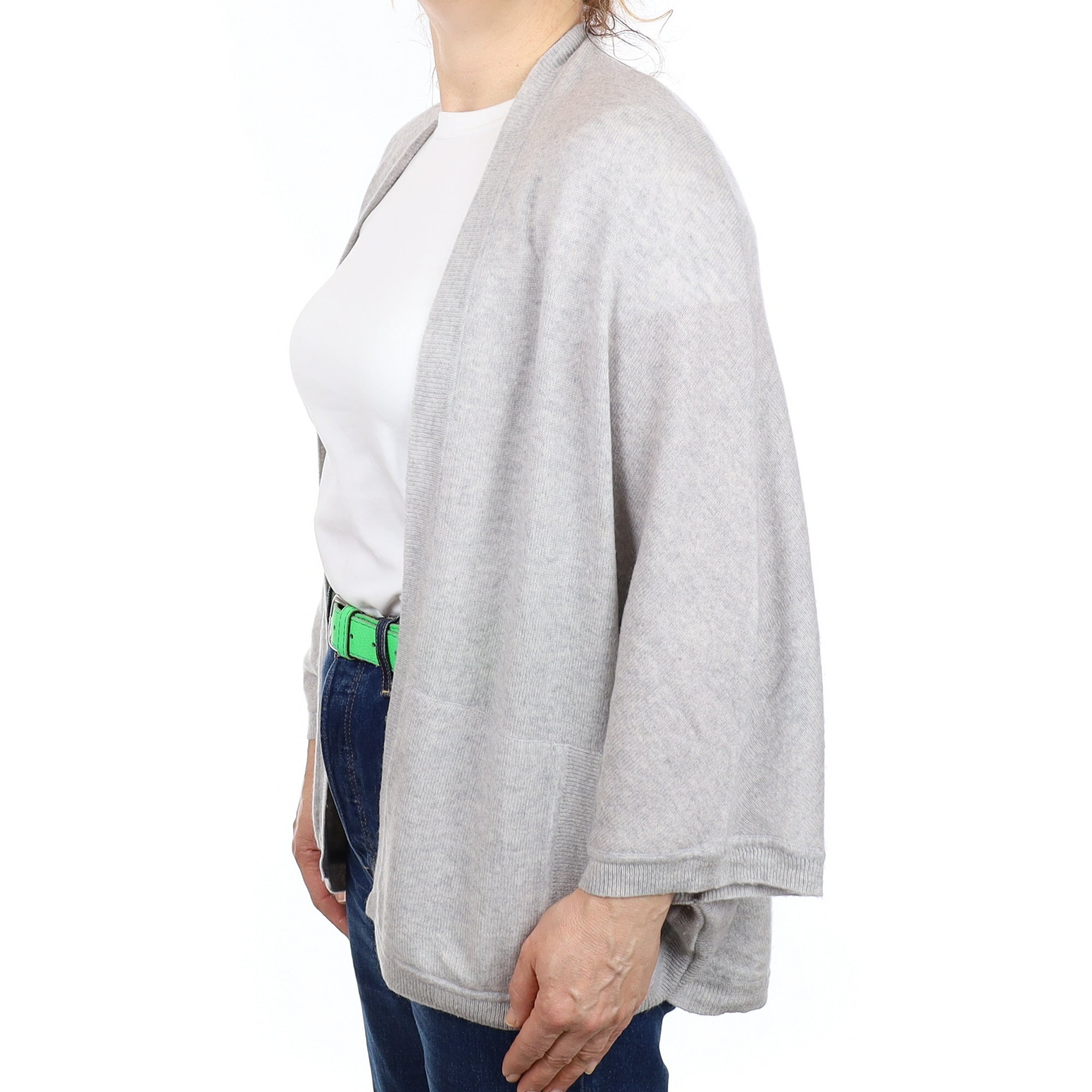 Mist Grey Cashmere Slouchy Batwing Cardigan with Pockets Medium