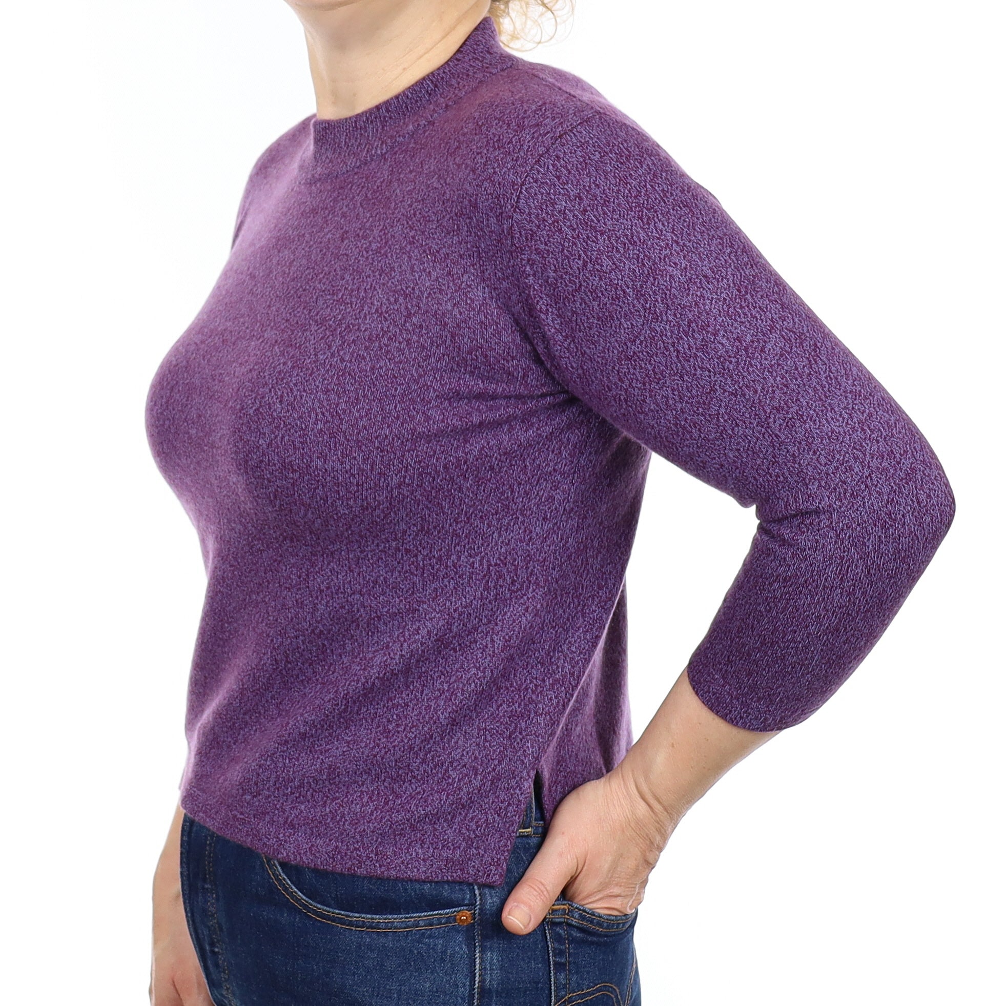 Purple Marl Cashmere Turtleneck Jumper Medium