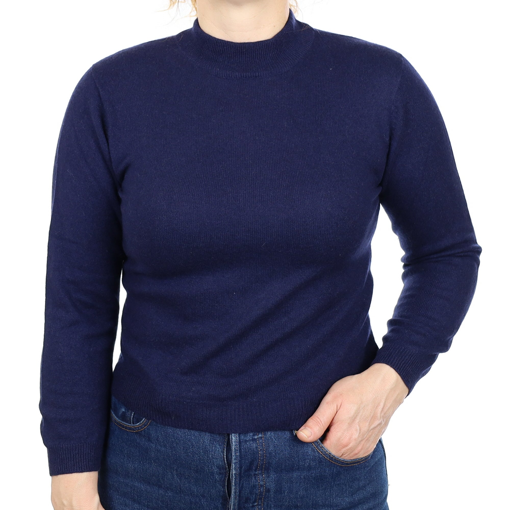 Navy Cashmere Turtleneck Jumper Medium