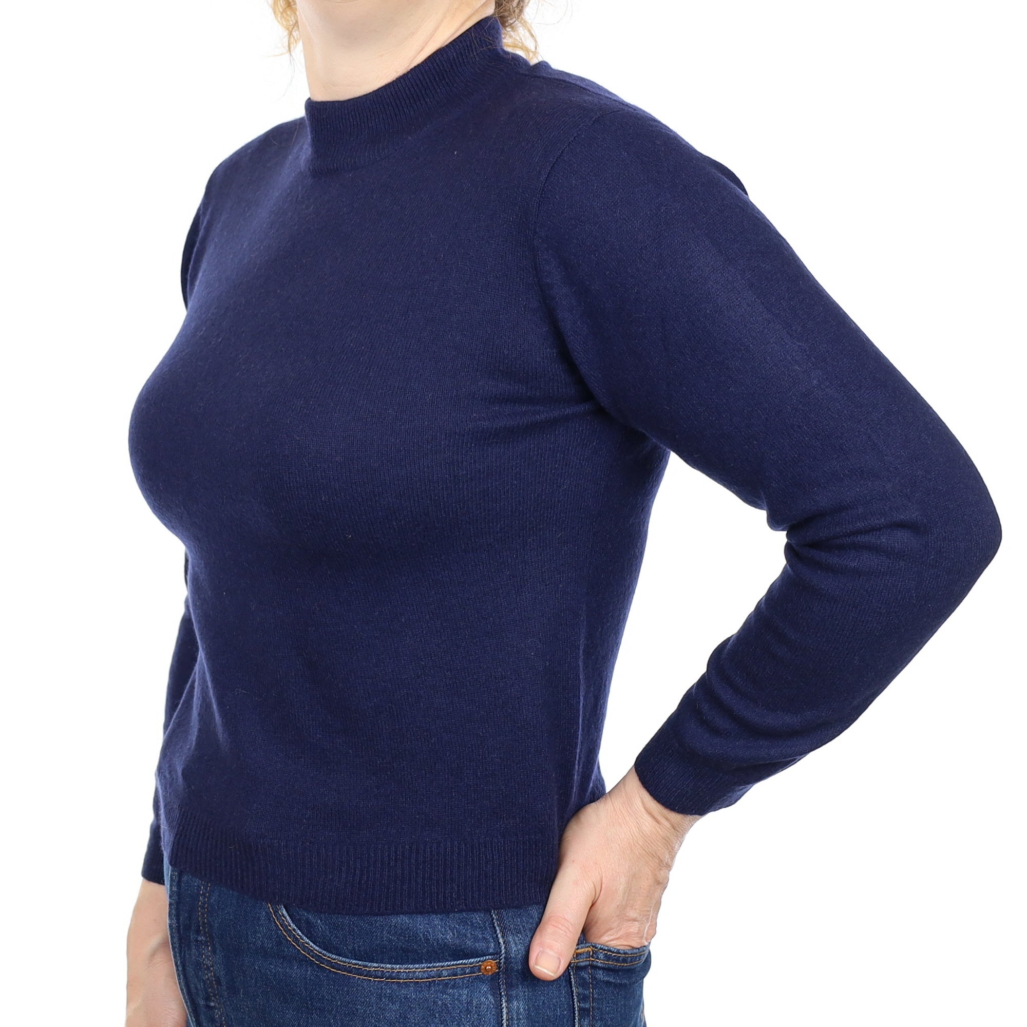 Navy Cashmere Turtleneck Jumper Medium