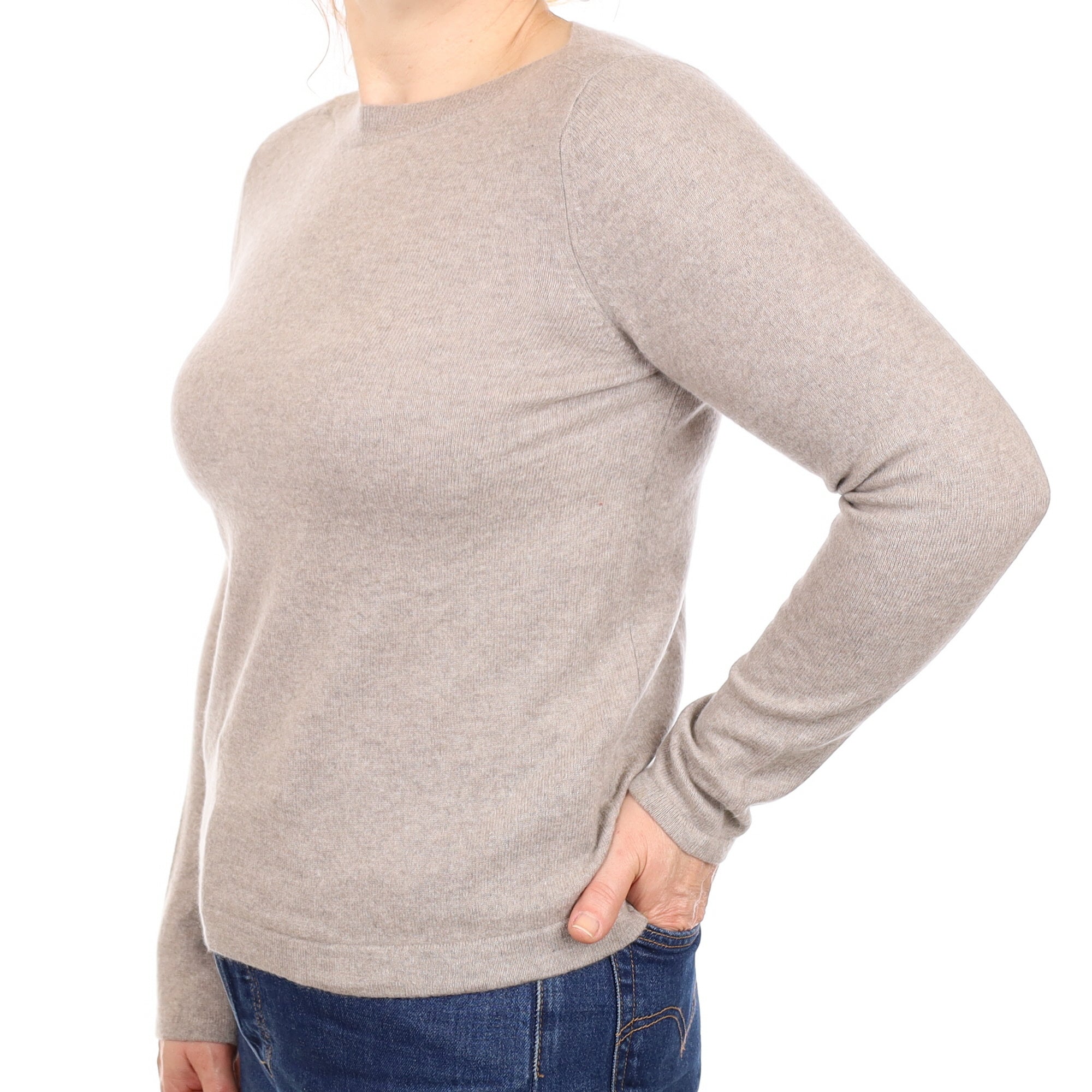 Fawn Cashmere Slash Neck Jumper Medium