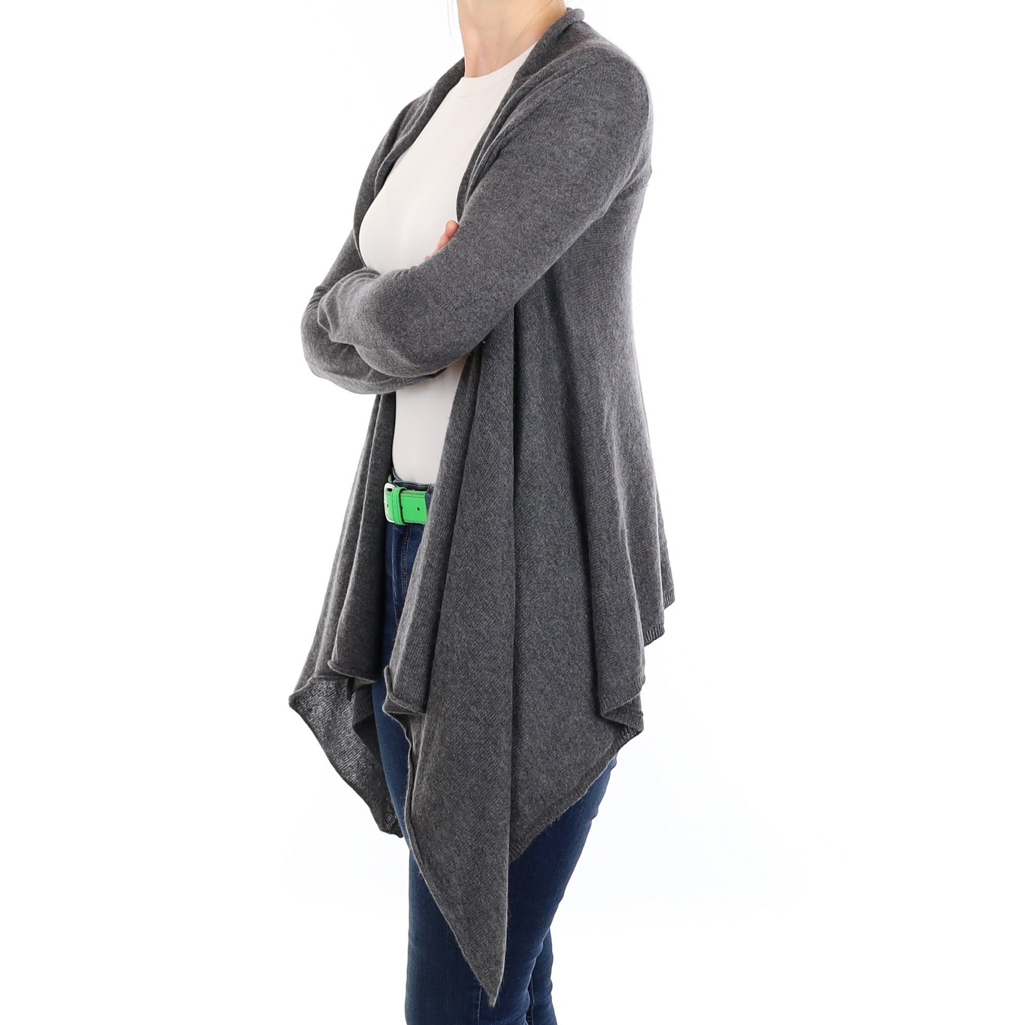 Slate Grey Cashmere Waterfall Cardigan Small