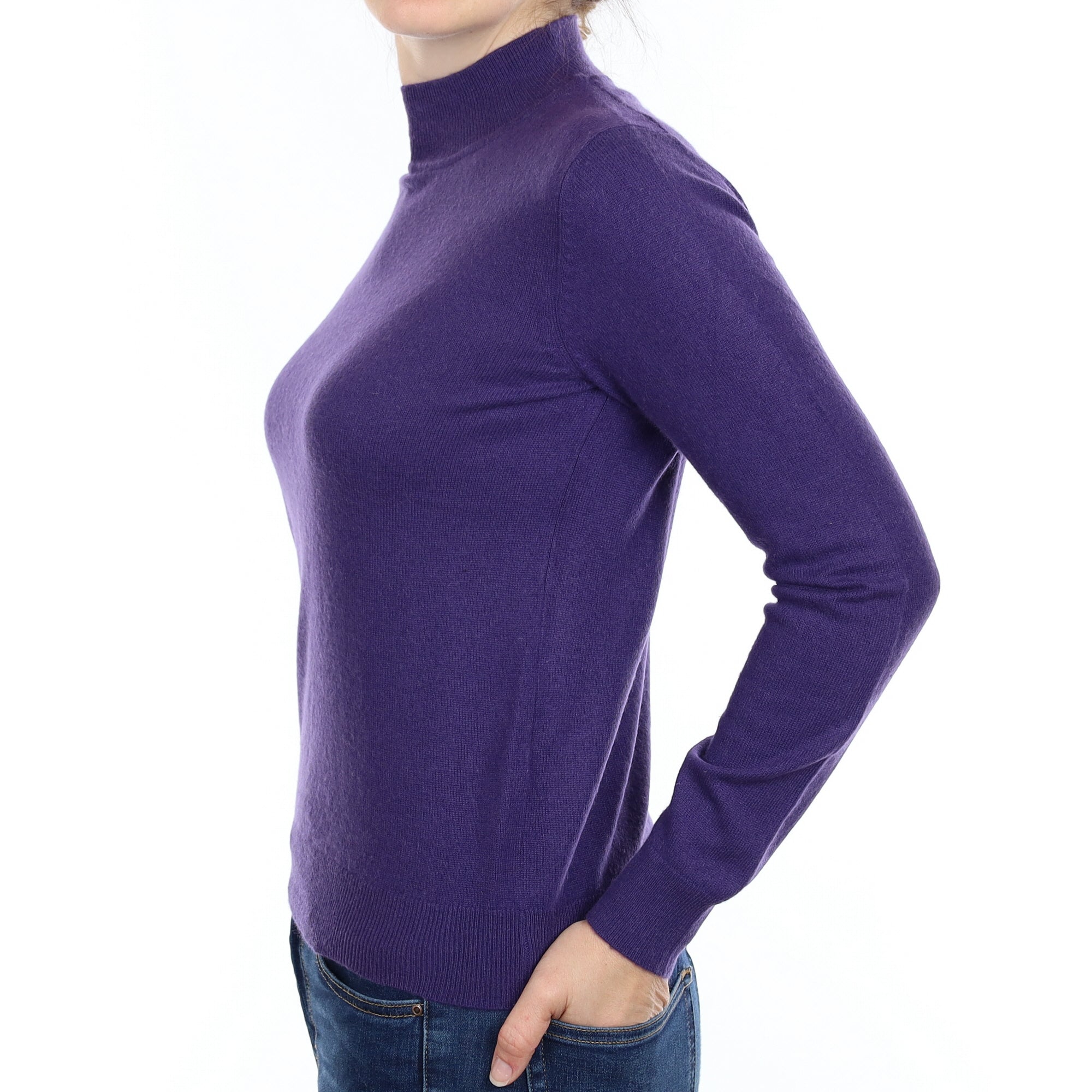 Iris Purple Cashmere Turtleneck Jumper Small