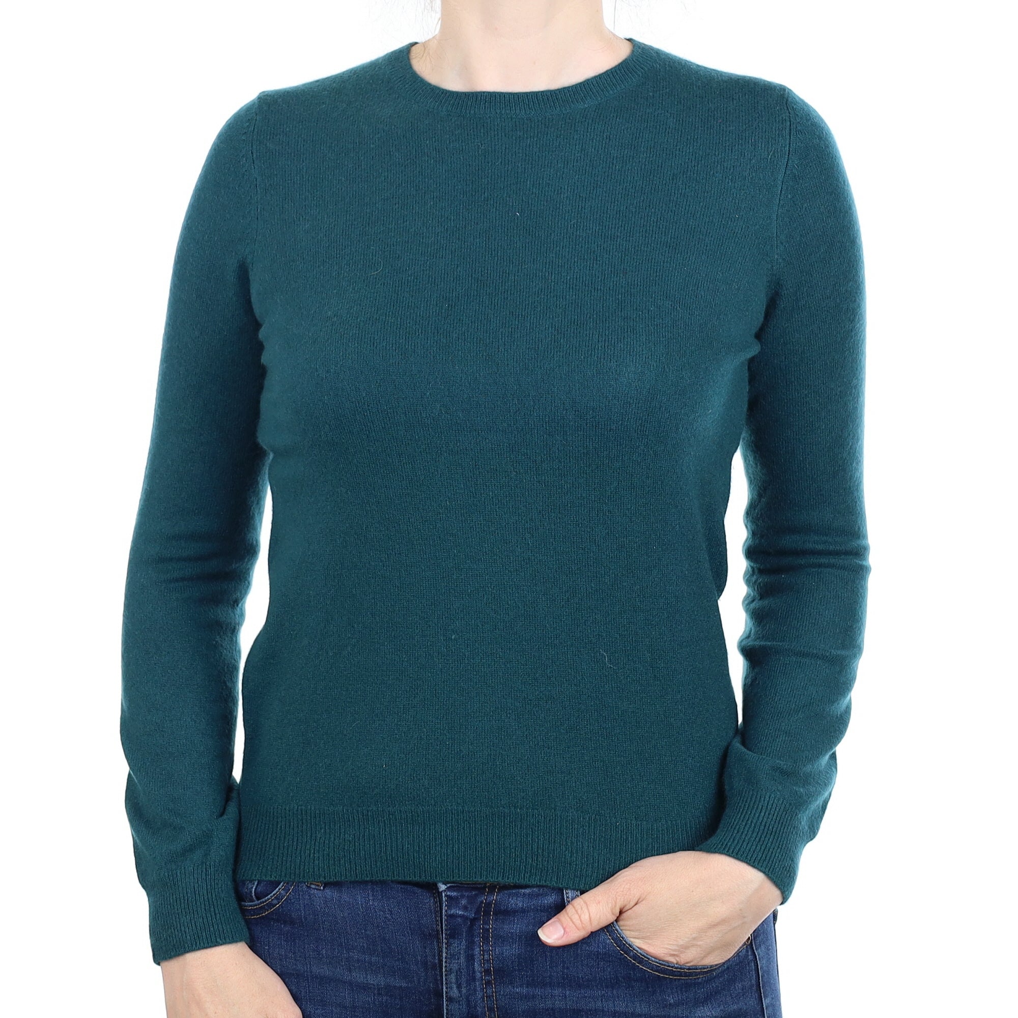 Forest Green Cashmere Crew Neck Jumper Small