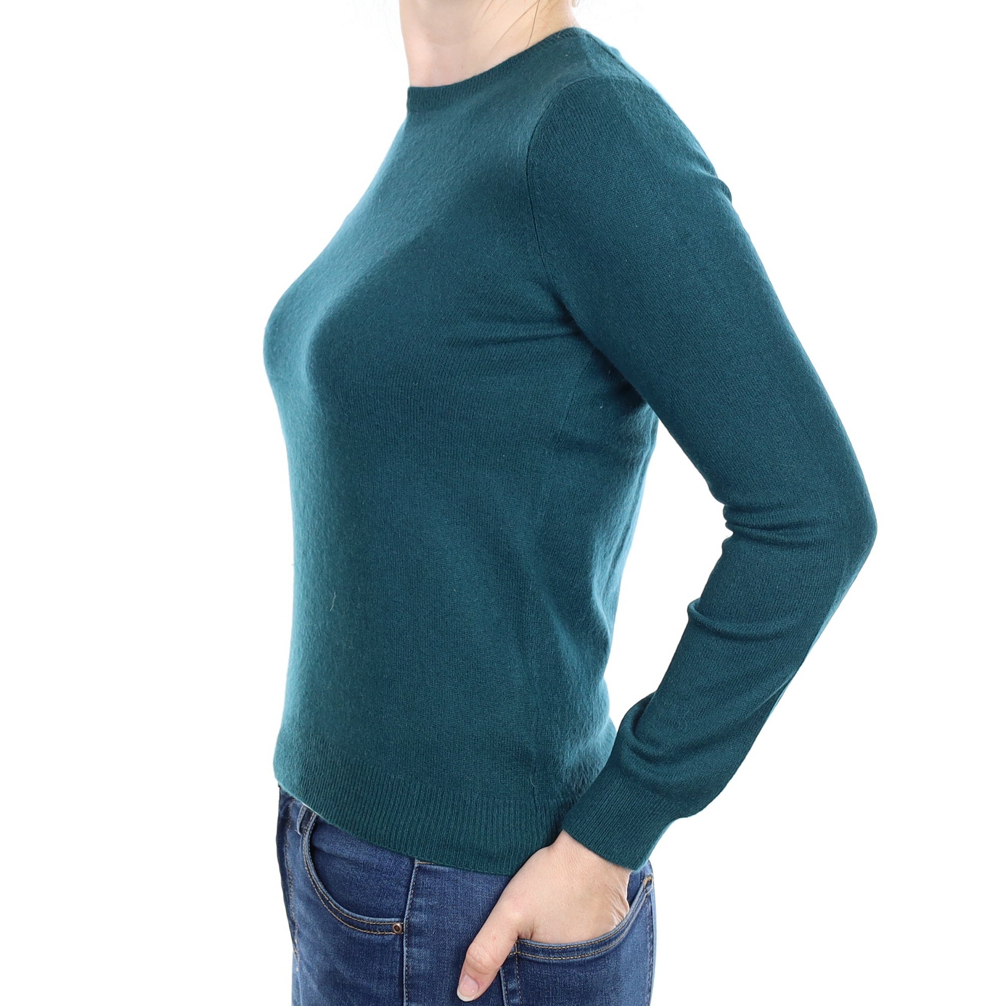 Forest Green Cashmere Crew Neck Jumper Small