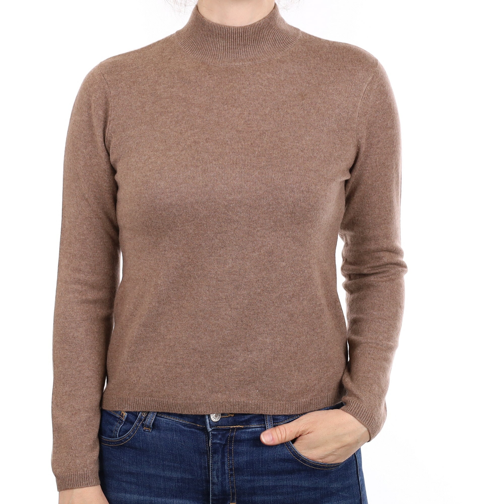 Mocha Brown Cashmere Turtleneck Jumper Small