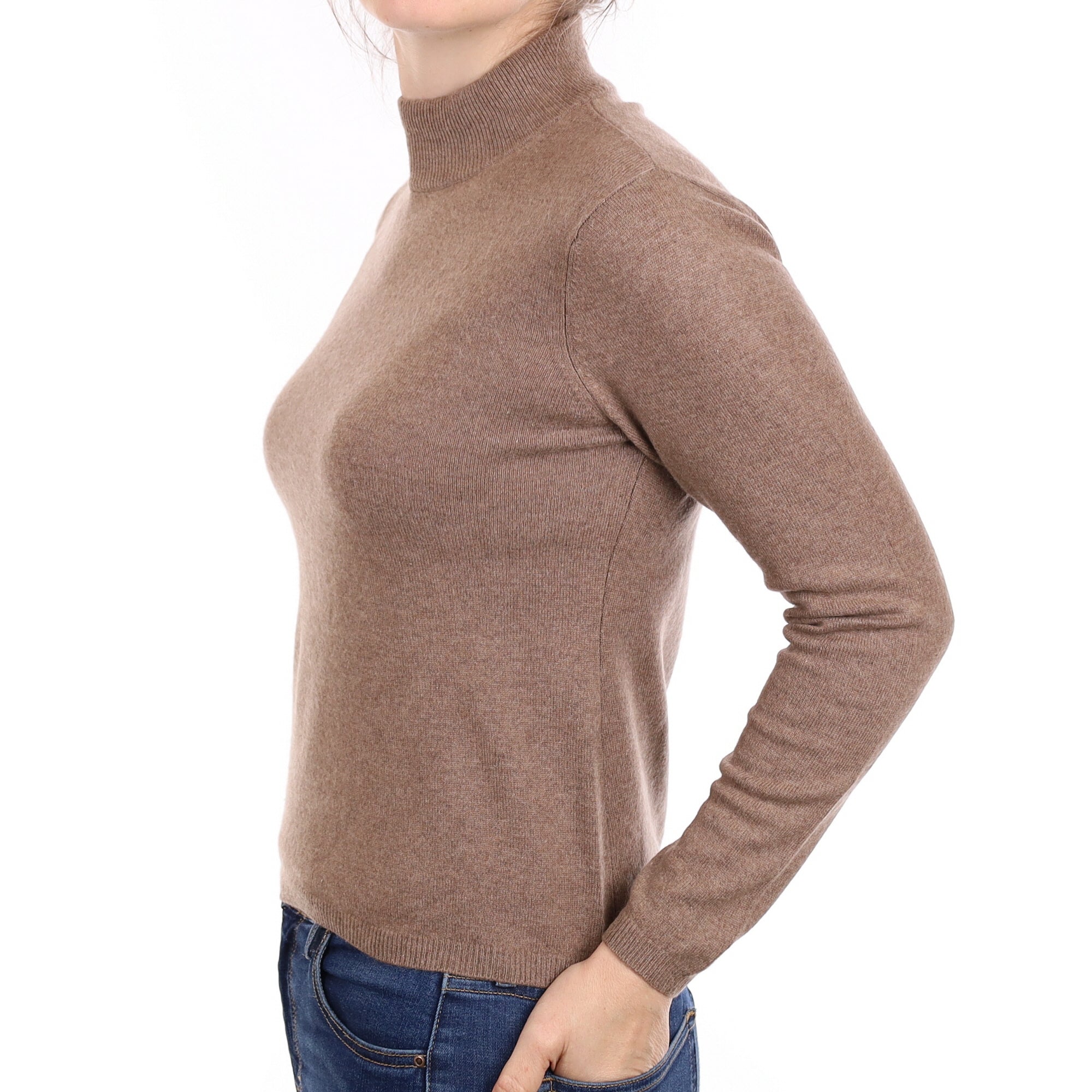 Mocha Brown Cashmere Turtleneck Jumper Small
