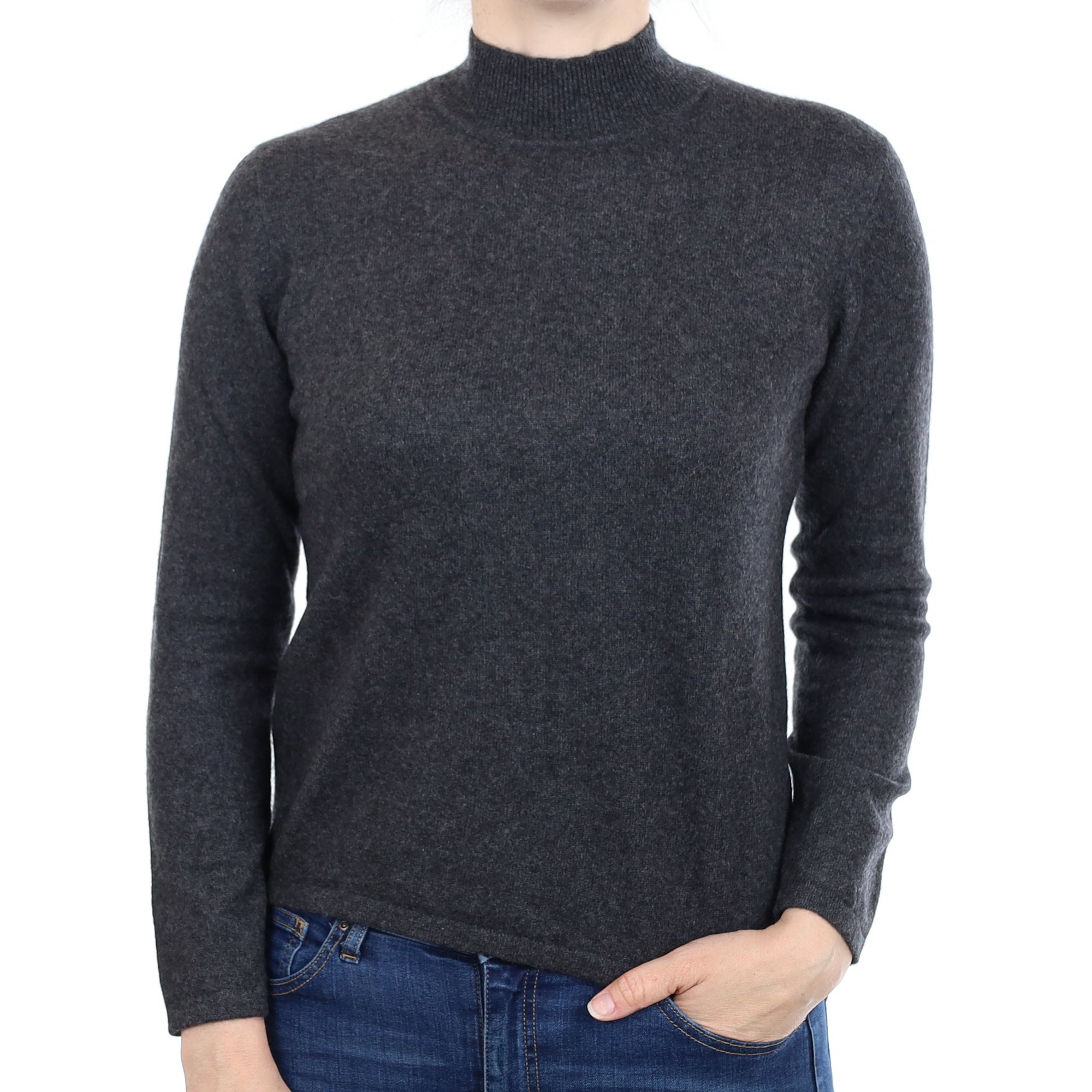 Granite Grey Cashmere Turtleneck Jumper Small