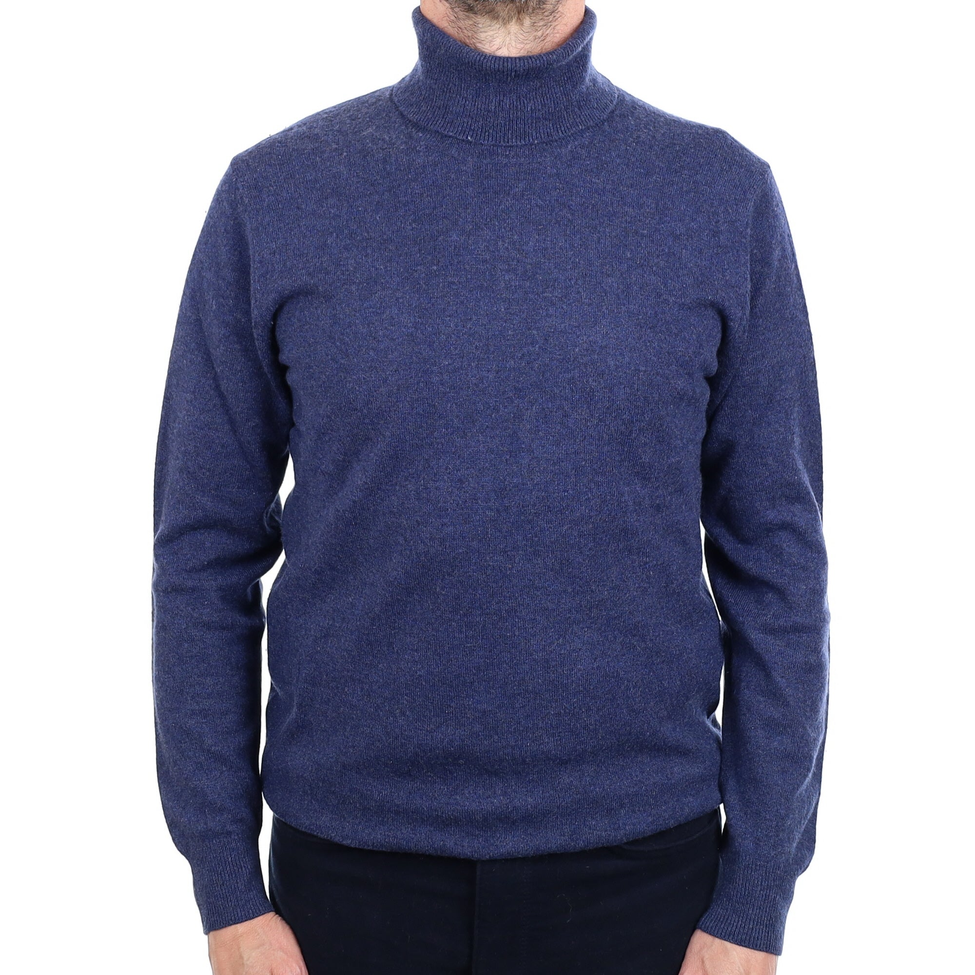Men's Naval Blue Cashmere Polo Neck Jumper Small